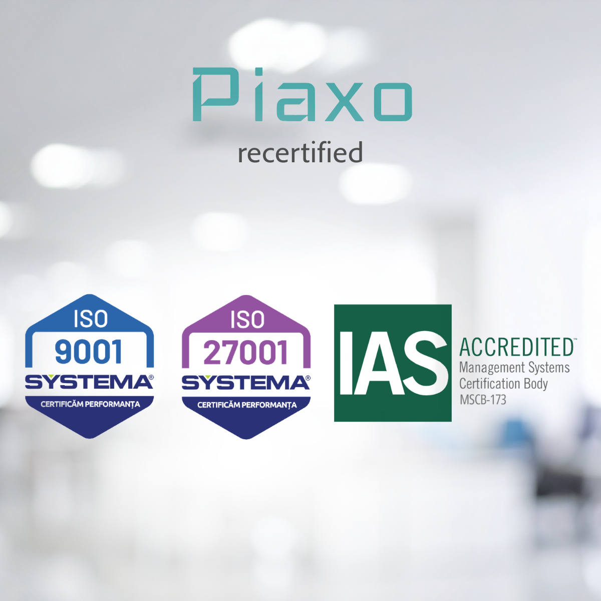 Renewal of ISO 27001 and ISO 9001 Certifications