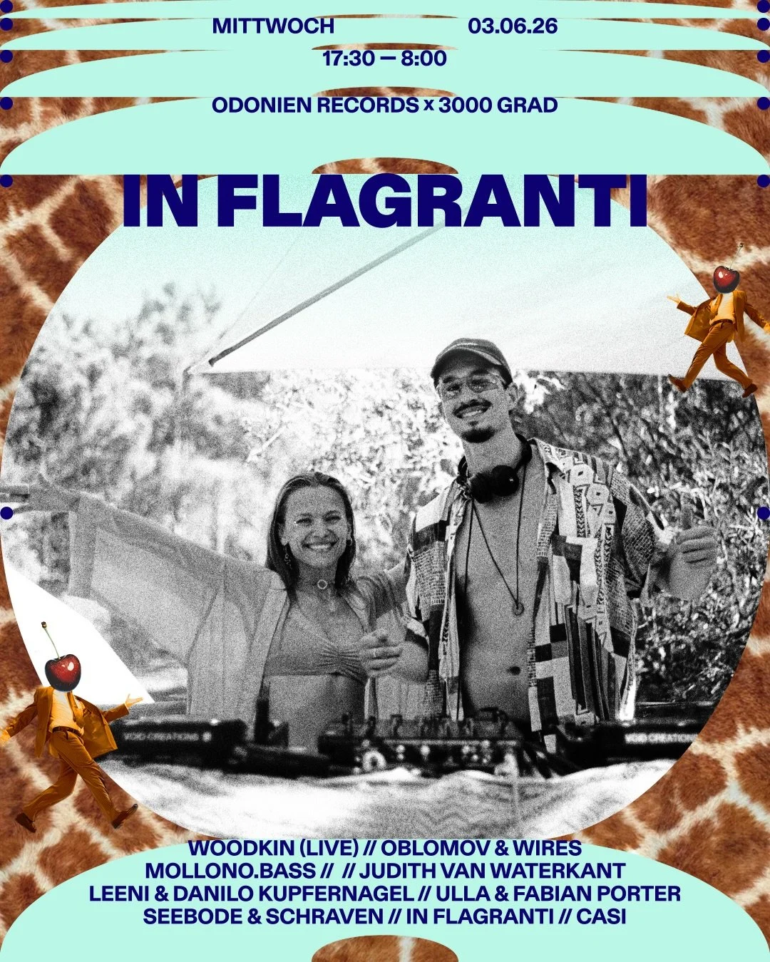 ★ ODONIEN RECORDS x 3000 Grad Festival ★
Mi. 03.06. | 17:30 - 08:00
w/ Progressive House, House, Bounce, Melodic, Midtempo &amp; Slowrave

Odonien Records pr&auml;sentiert: in flagranti

in flagranti erwischt. Schmusen mit House. Aff&auml;re mit Tech