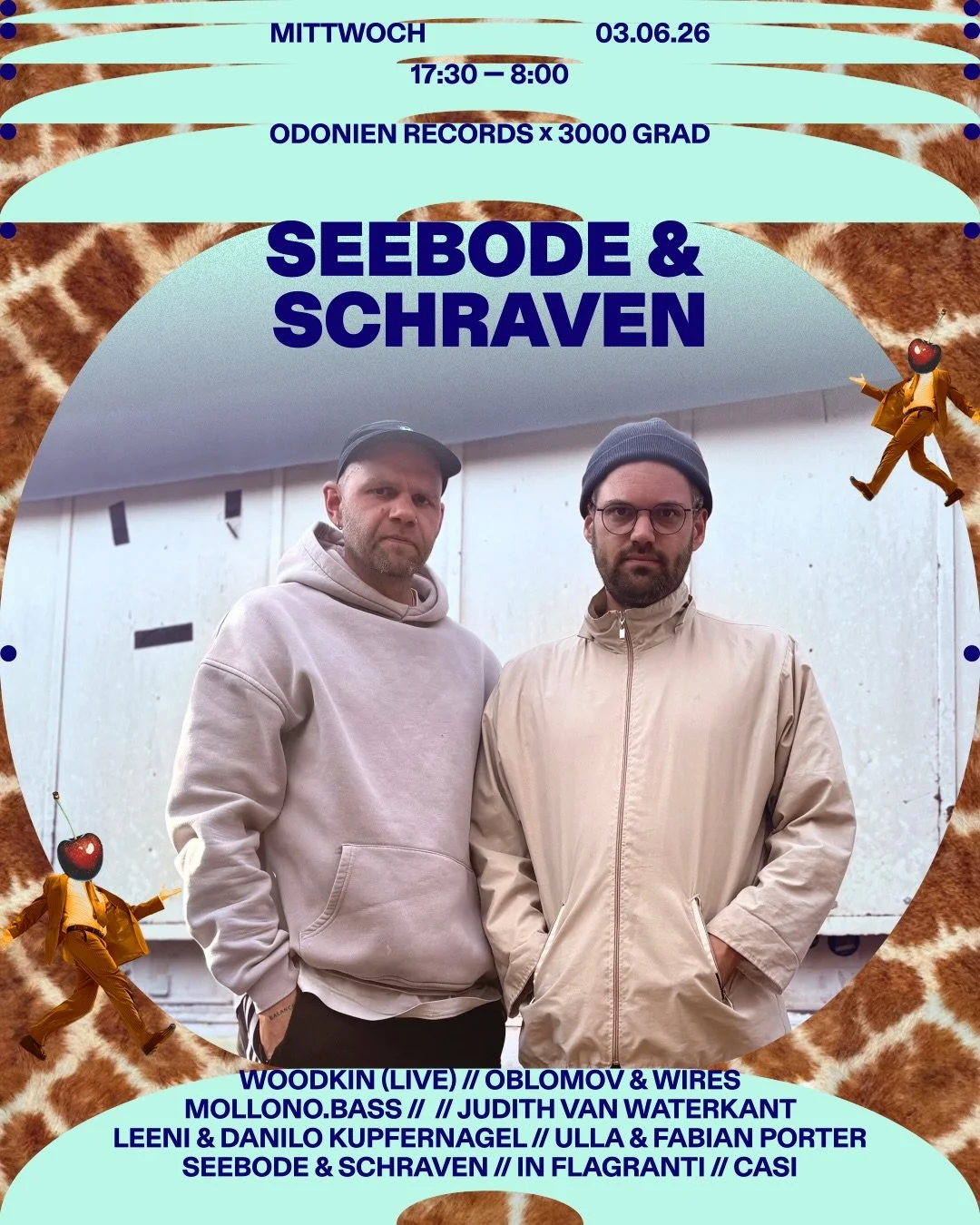 ★ ODONIEN RECORDS x 3000 Grad Festival ★
Mi. 03.06. | 17:30 - 08:00
w/ Progressive House, House, Bounce, Melodic, Midtempo &amp; Slowrave

Odonien Records pr&auml;sentiert: Seebode &amp; Schraven

Mit Seebode &amp; Schraven finden zwei pr&auml;gende 