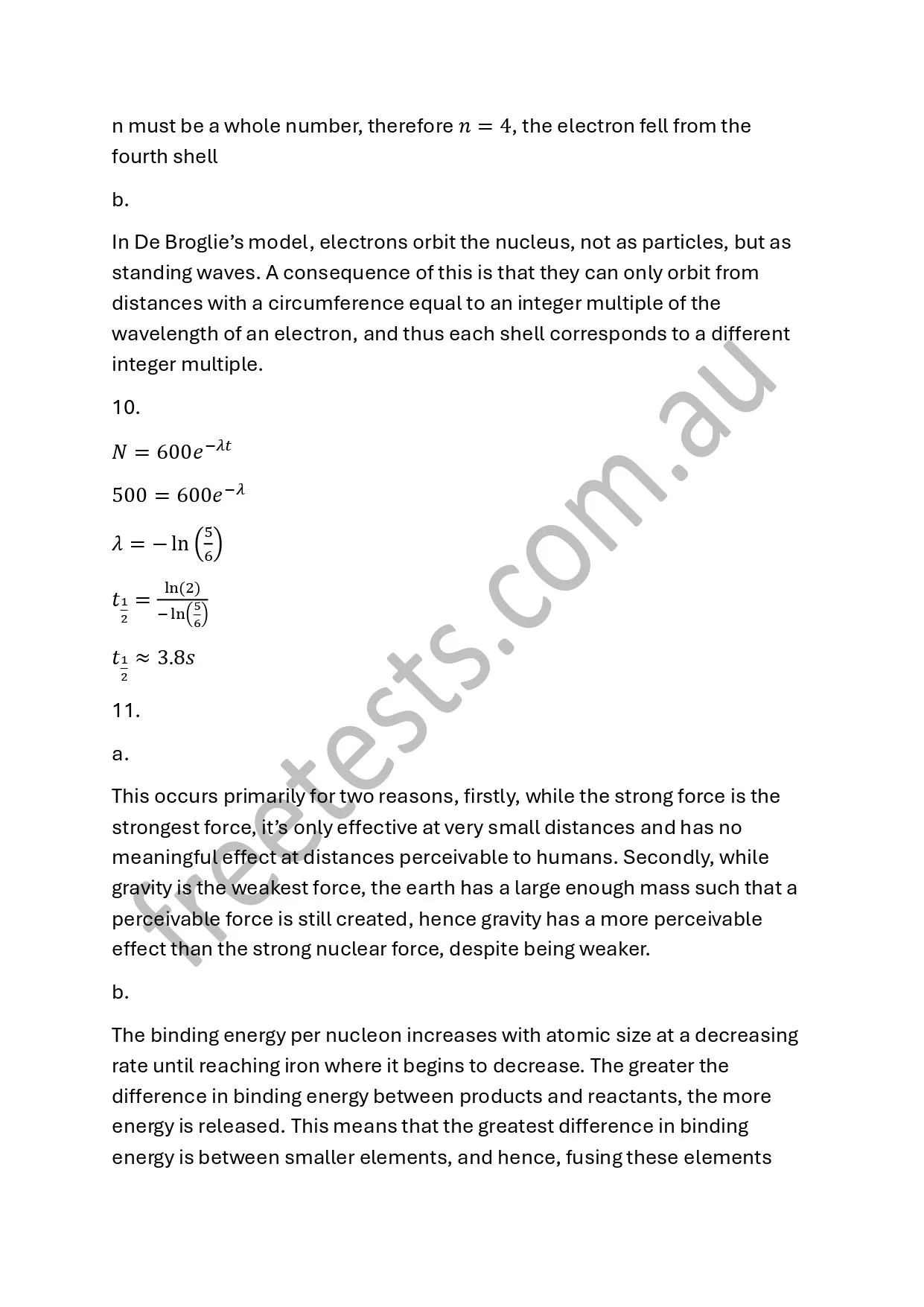 Page of scientific text discussing electron orbitals, decay constants, and atomic interactions, with mathematical equations embedded in the text.
