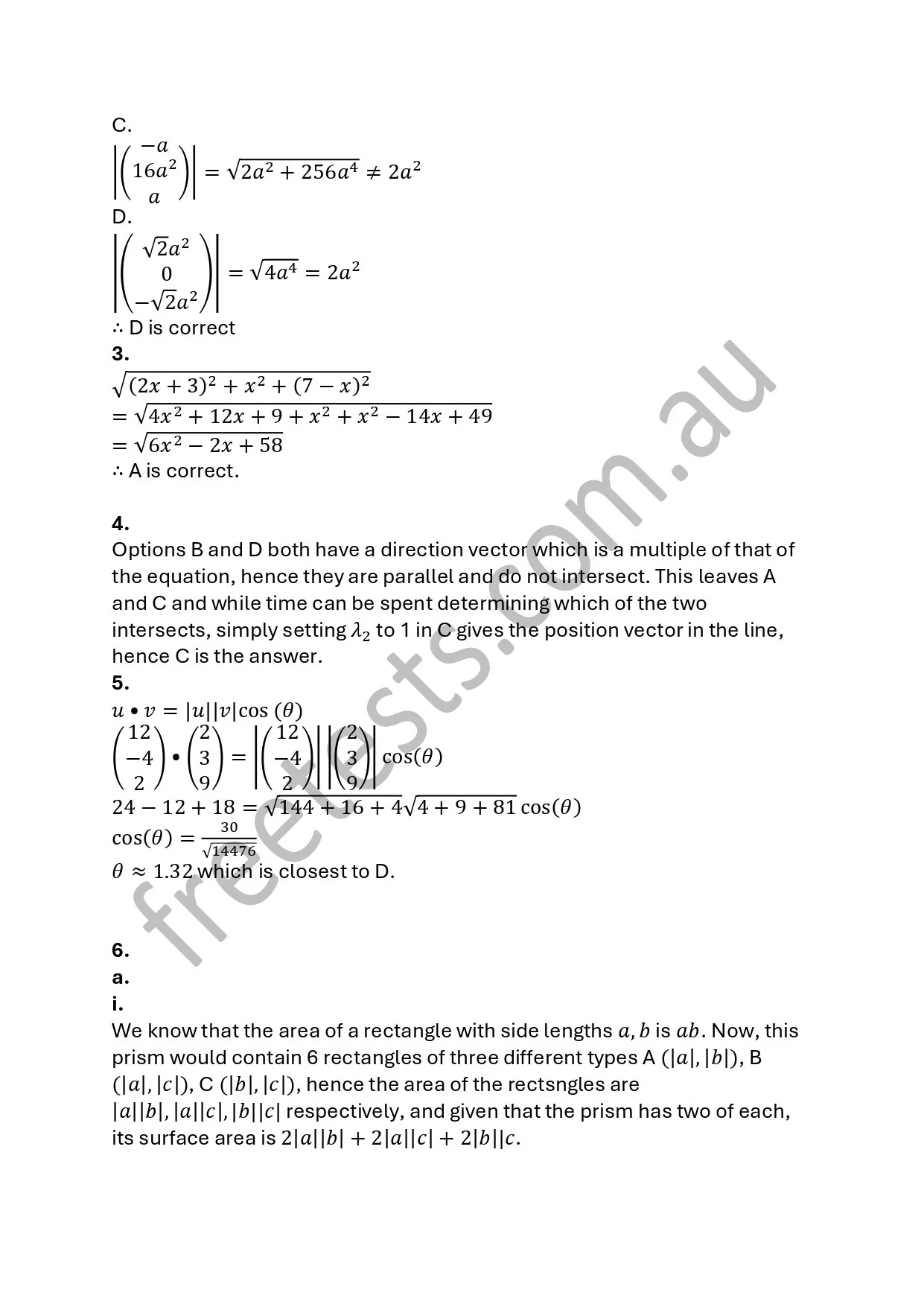 Mathematical equations and explanations from a worksheet, including algebra and geometry problems.