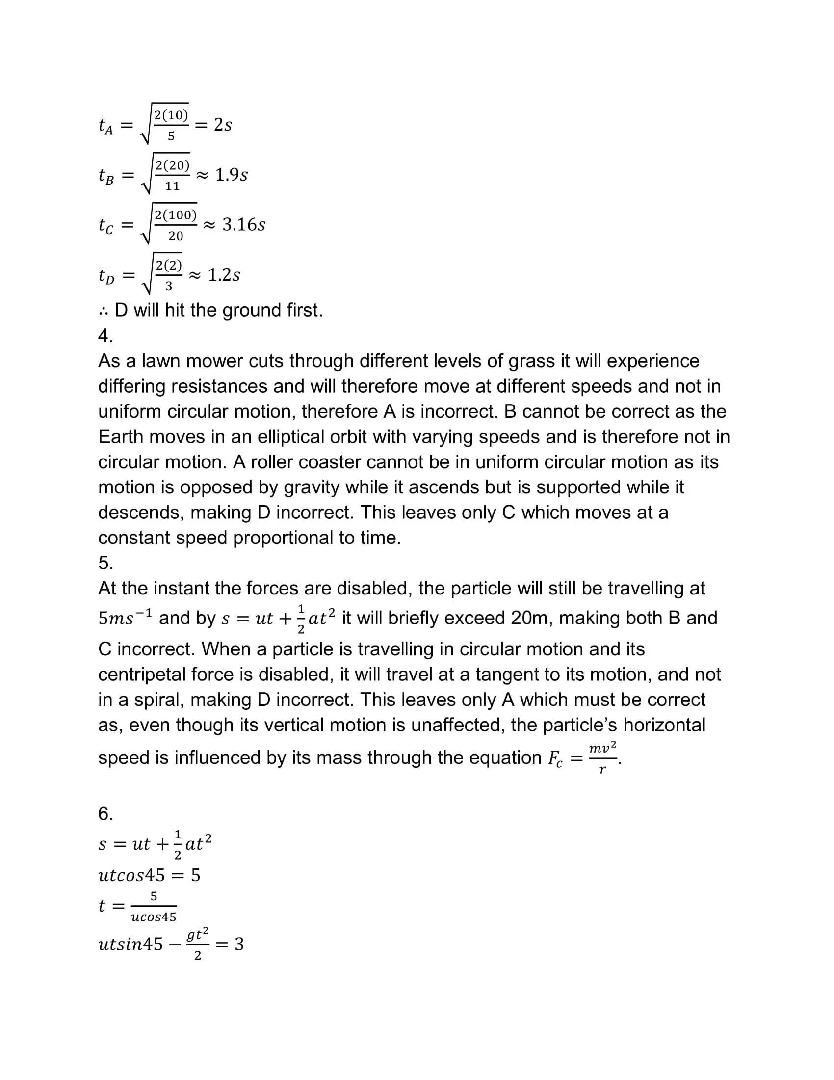 Page filled with mathematical equations and explanations, including formulas, calculations, and logical reasoning, likely related to physics or mathematics.