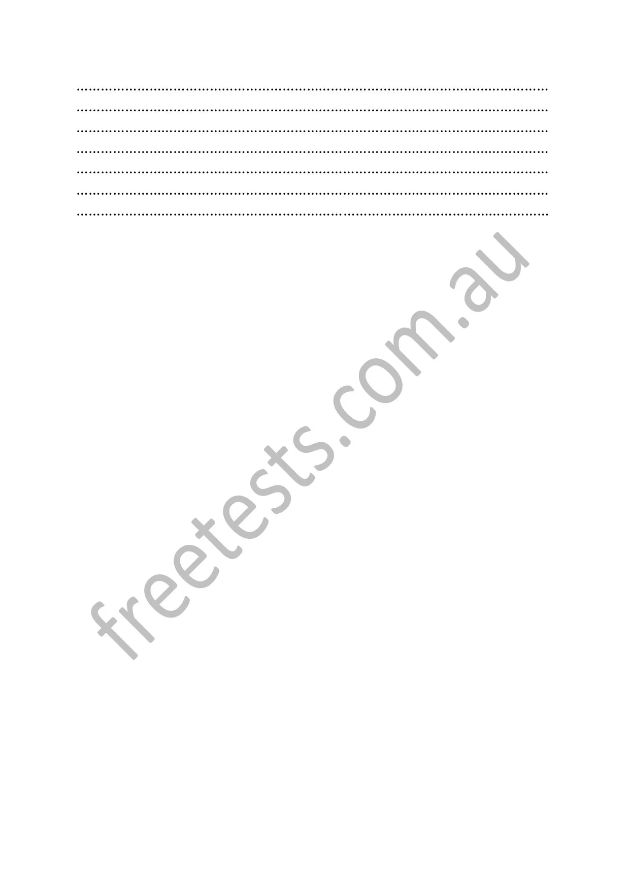 Blank document with dotted lines and a diagonal watermark that reads 'freetest.com.au'.