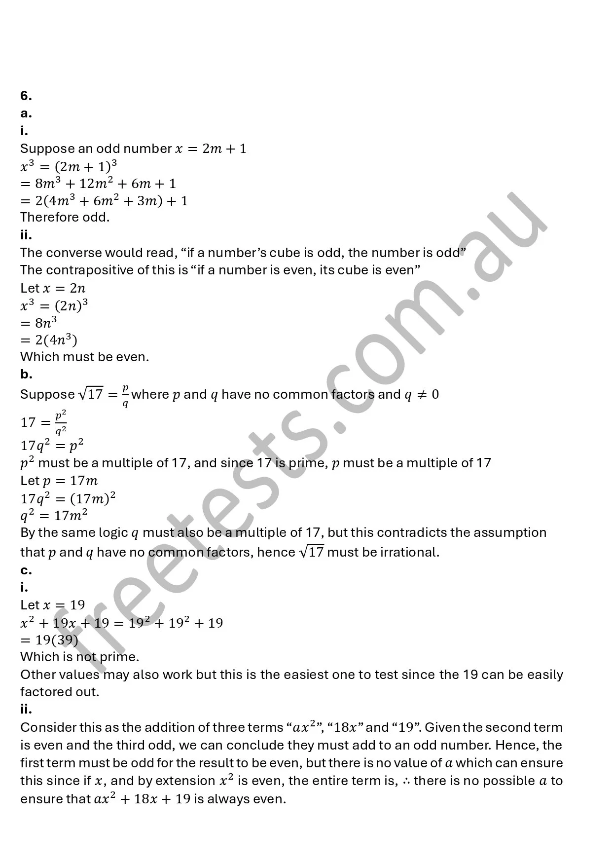 Page of handwritten mathematical math problems, equations, and solutions, including algebra and number theory.