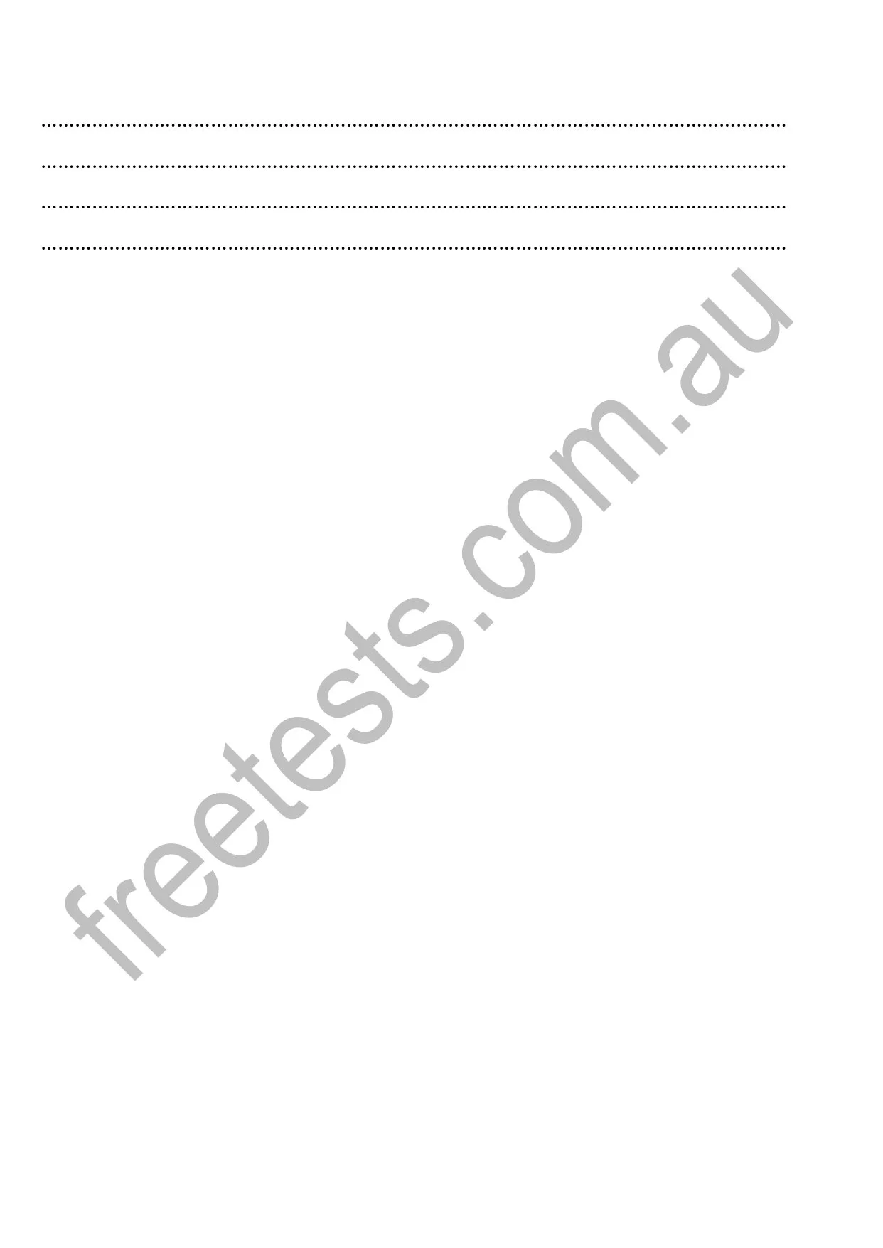 Blank page with dotted lines and watermark 'freetests.com.au' diagonally across the page.