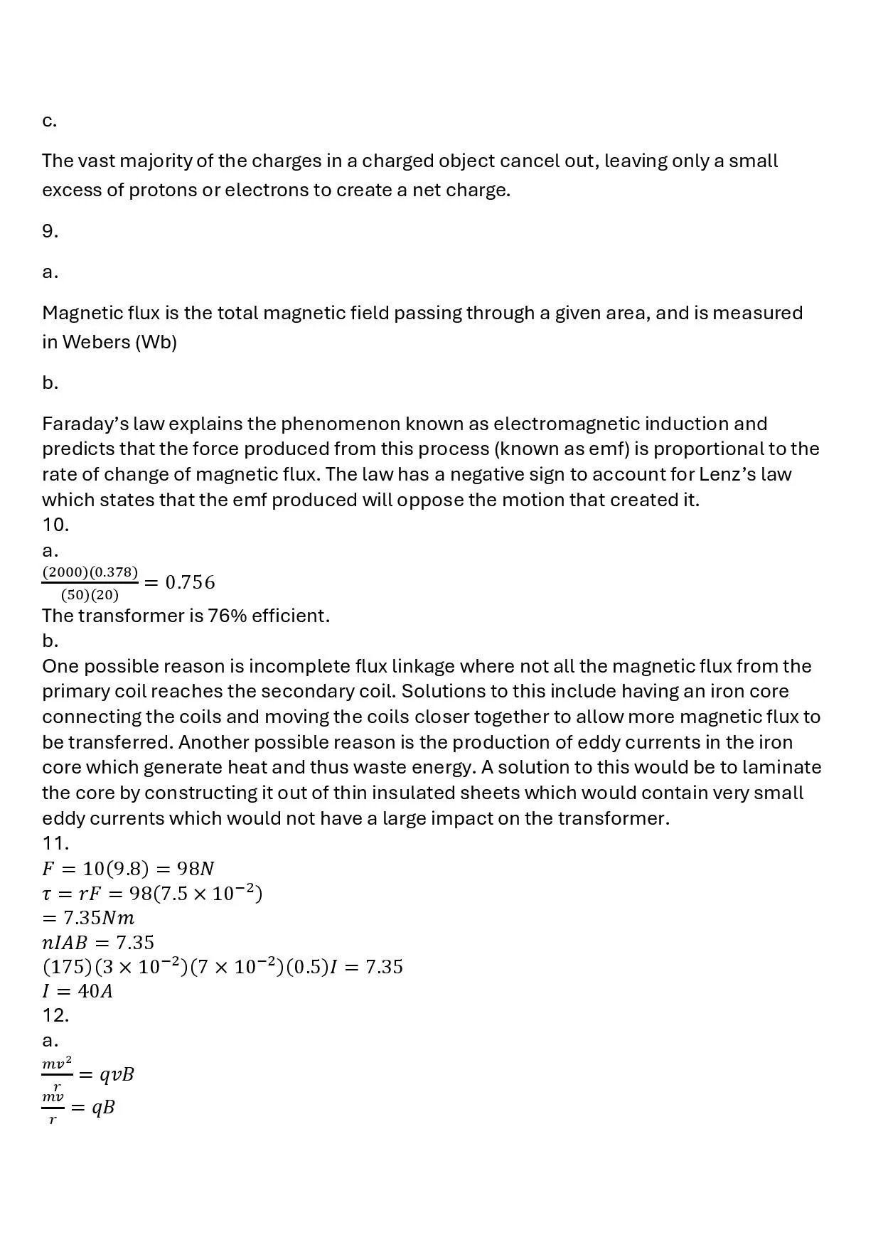 A scanned page of a science or physics textbook containing explanations of electromagnetic concepts, equations, and formulas.