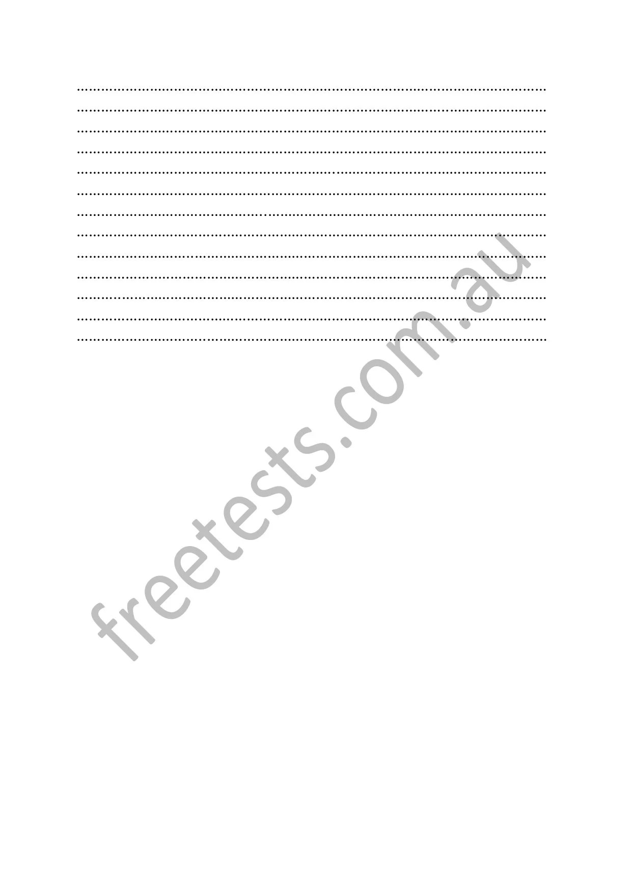 A blank lined sheet of paper with gray watermarked text 'freetests.com' diagonally across it.