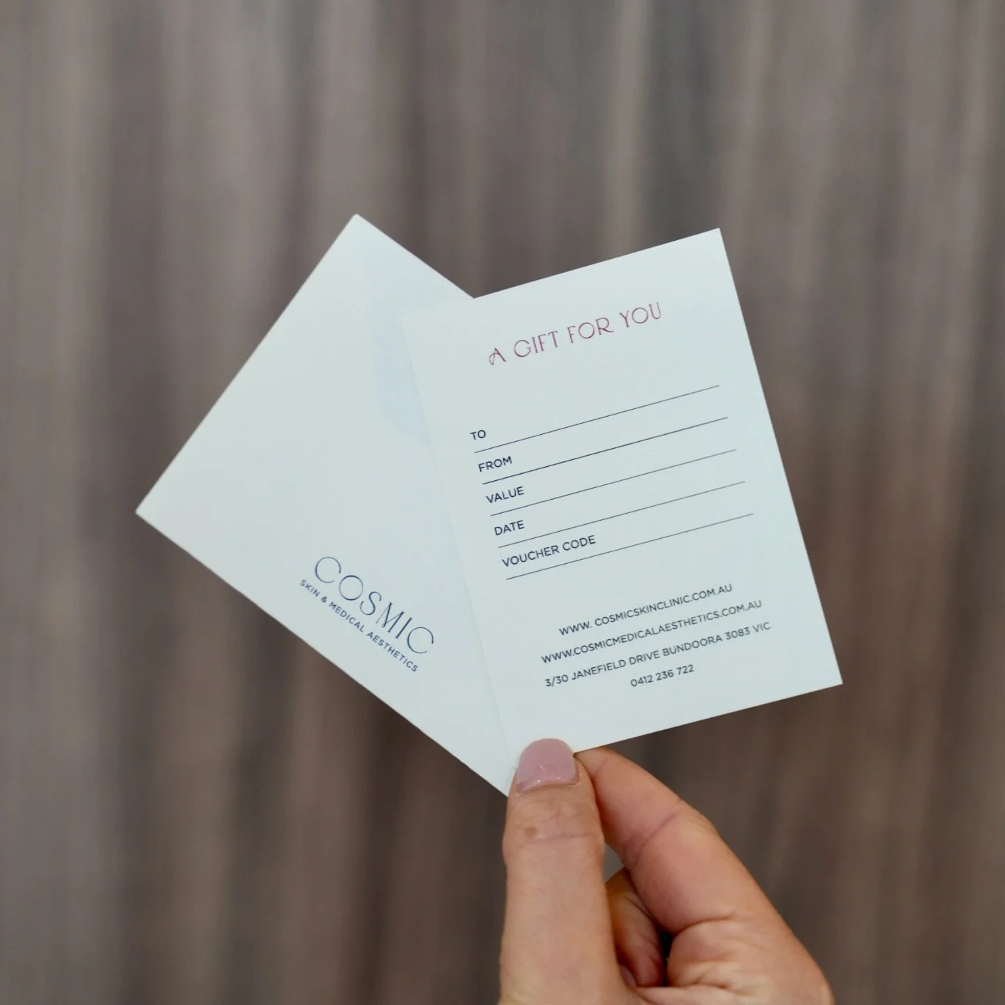 The Christmas Gift of a Cosmic Skin Voucher
Give the gift of glowing, out-of-this-world skin this holiday season.
Customised prices - Redeemable for premium skin care, laser treatments, and cosmetic services.