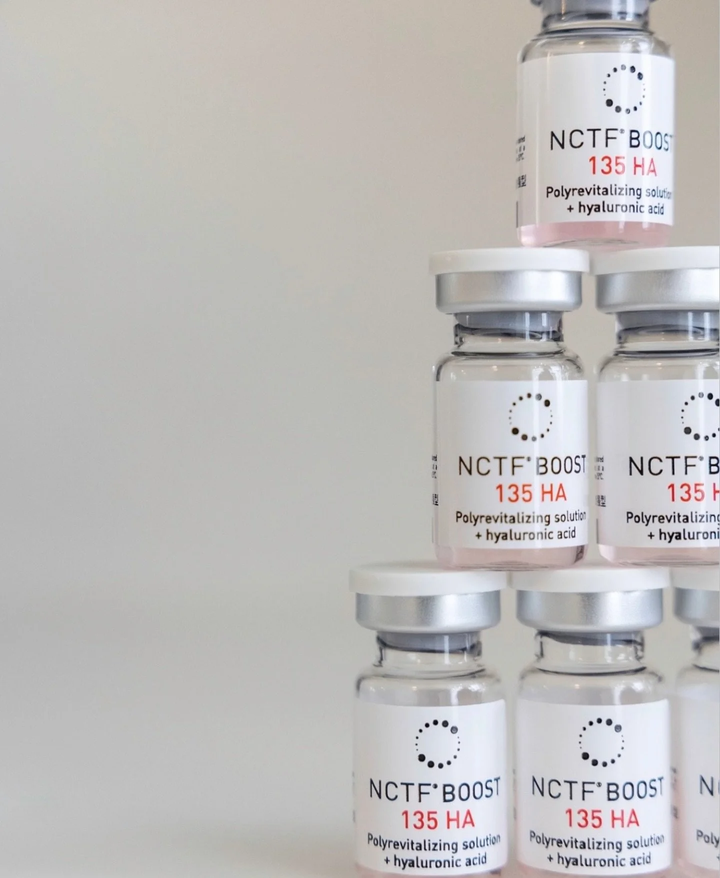 NCTF -  A cosmetic skin-revitalising treatments designed to improve skin quality, hydration, firmness, texture and radiance by delivering nutrients deep into the skin.
We commonly use these boosters in mesotherapy or with microneedling to enhance you