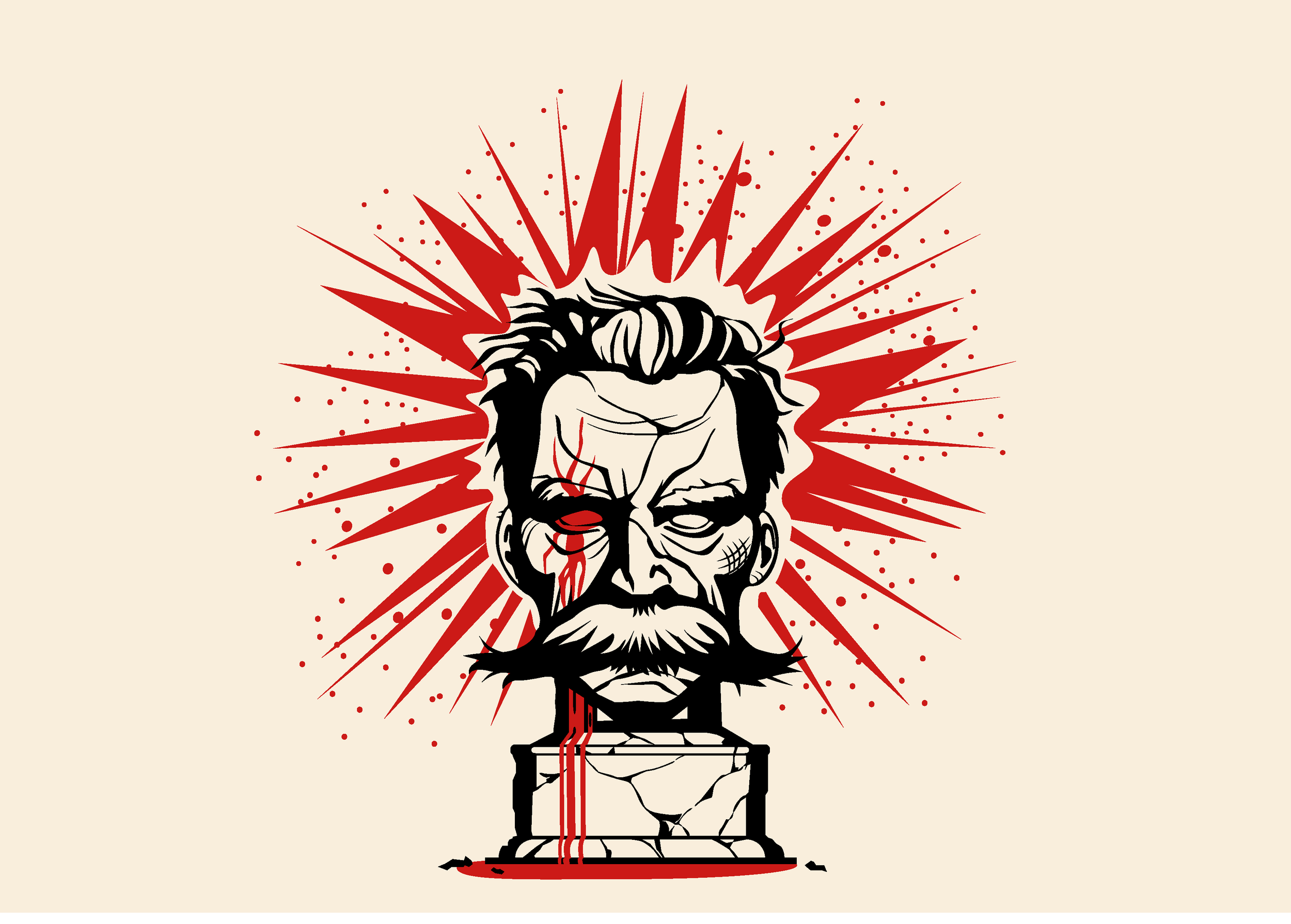 Buste de Nietzsche, illustration de couverture (techniques mixtes)