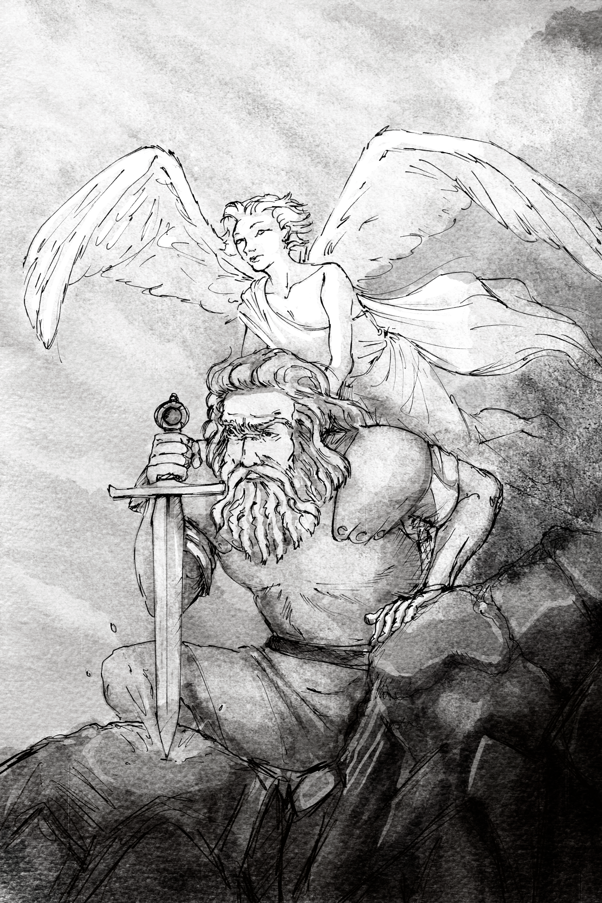 Clovis (dessin au crayon, encre)