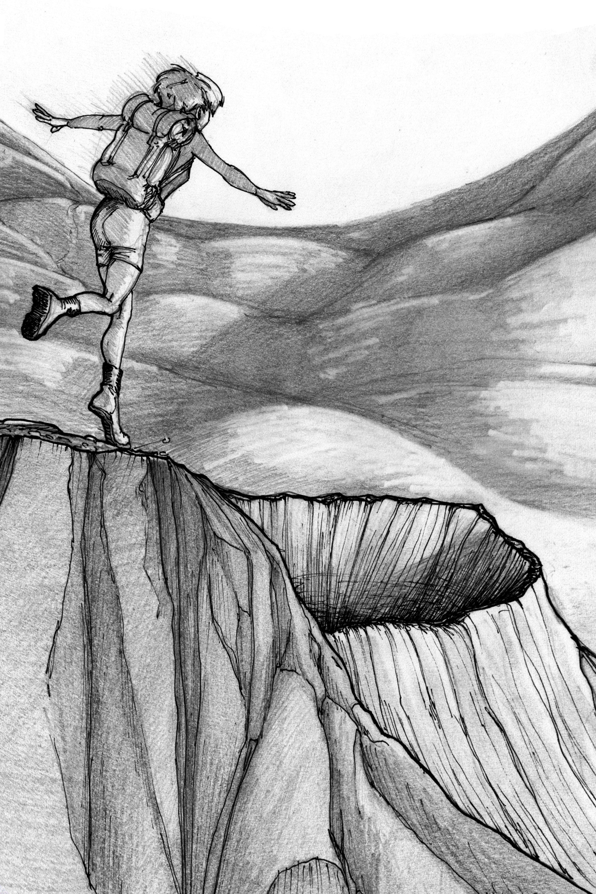 Cratère (dessin au crayon, encre)