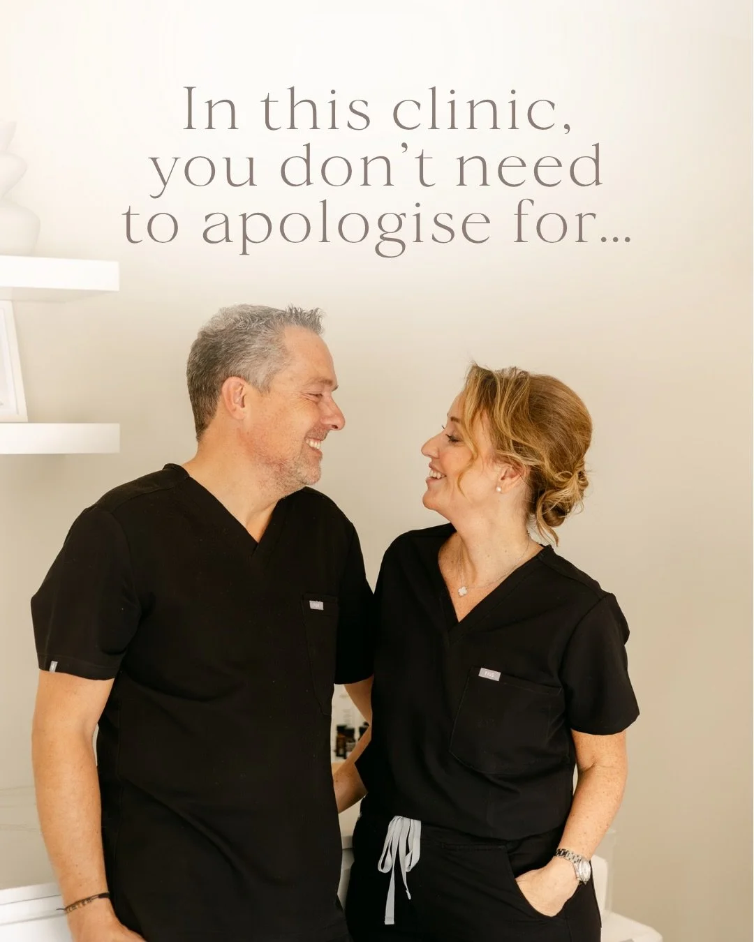 Walking into a clinic for the first time can feel daunting, so here&rsquo;s what you never need to apologise for with us 🤍

Here, you can rest assured that you&rsquo;re in safe, honest hands from the first hello. No pressure, judgement, or silly que