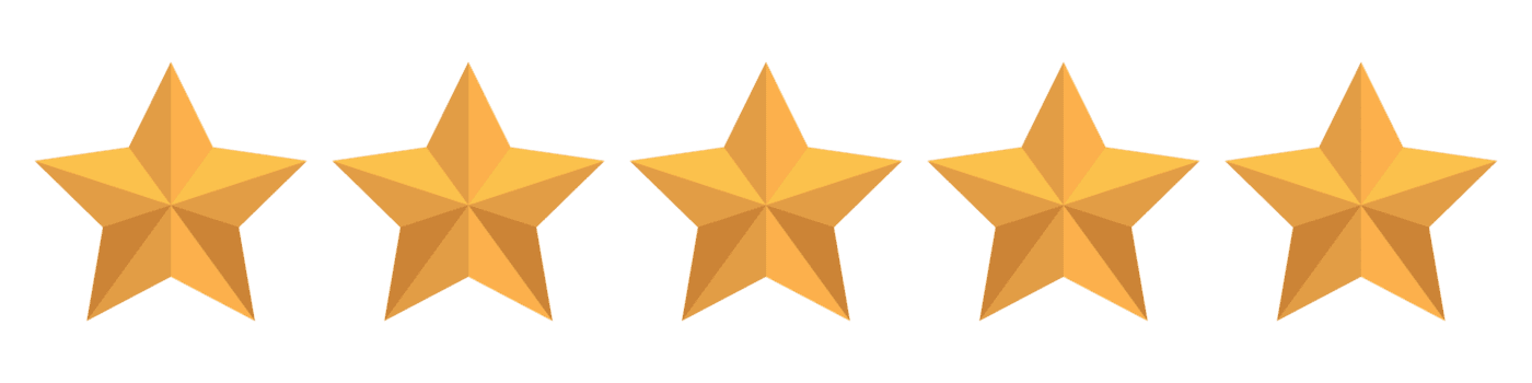 Five gold star icons aligned horizontally
