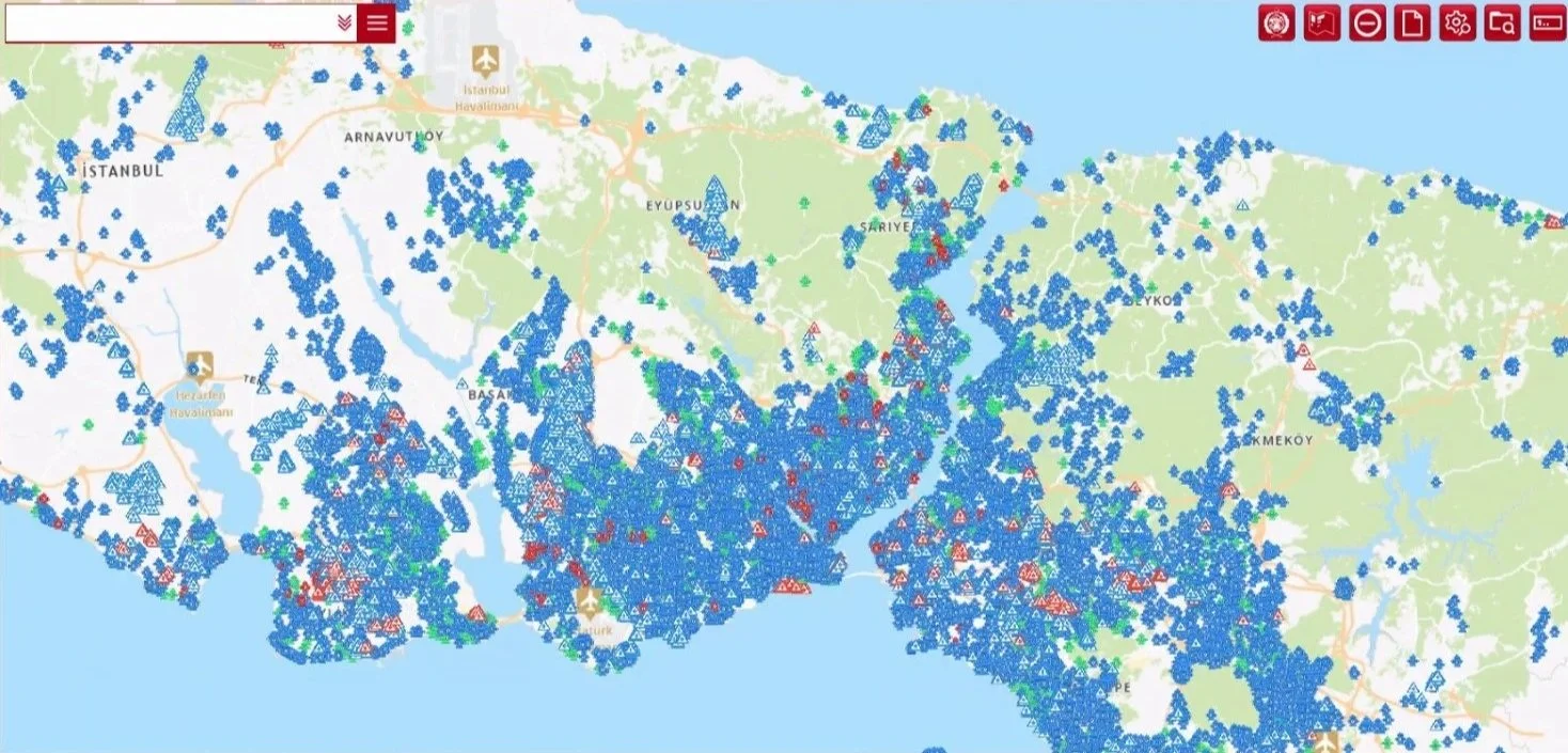İtfaiye Bilgi Sistemi üzerinden hidrantların aktifliğini ve kullanılabilirliğini gösteren ekran görüntüsü 