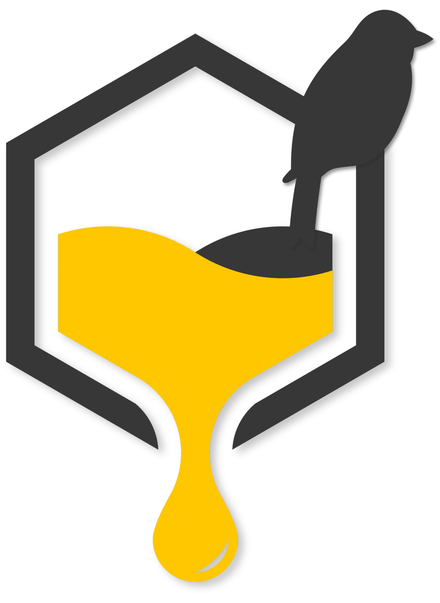 An isometric illustration of black and yellow paint poured from a paint roller, with yellow paint dripping downward.