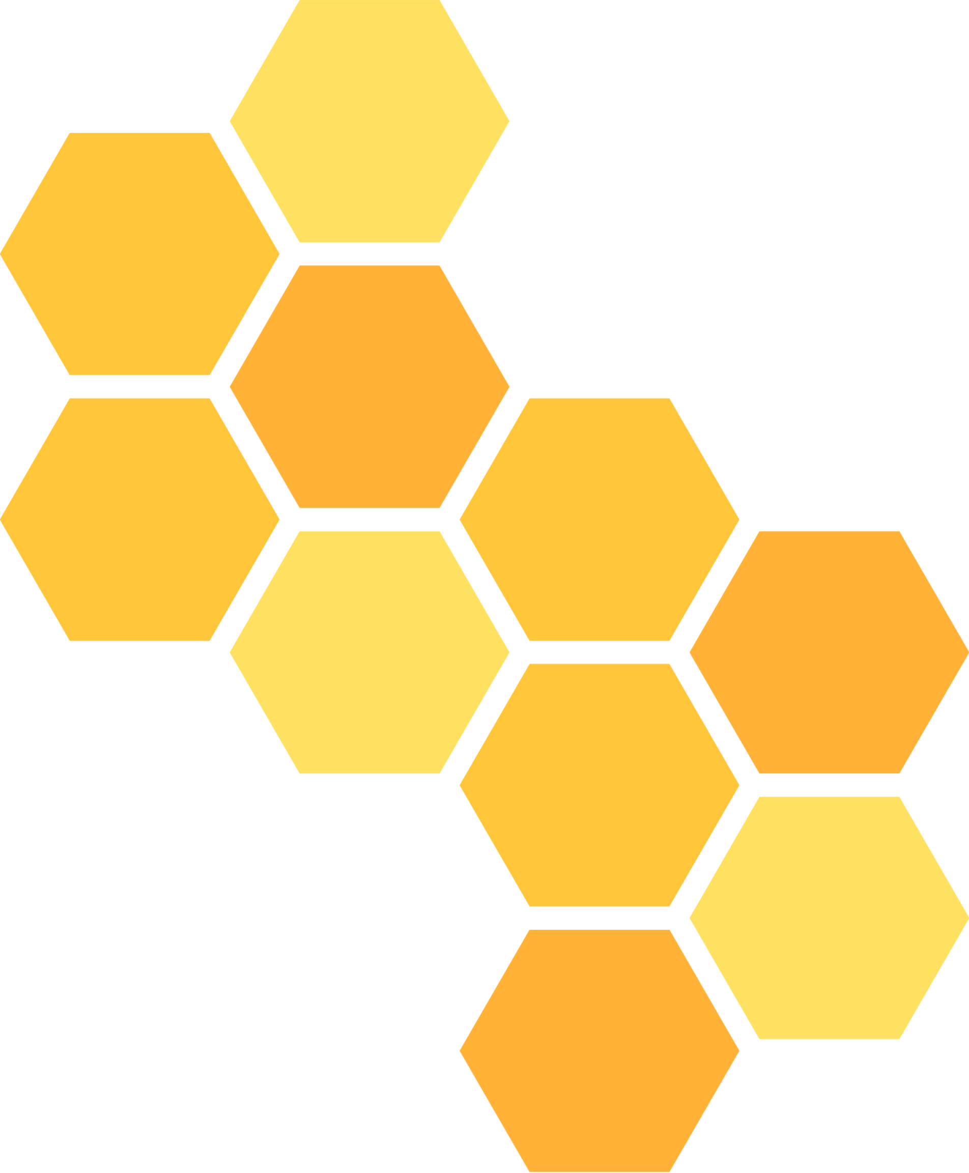 Hexagonal honeycomb pattern in shades of yellow and orange on black background.