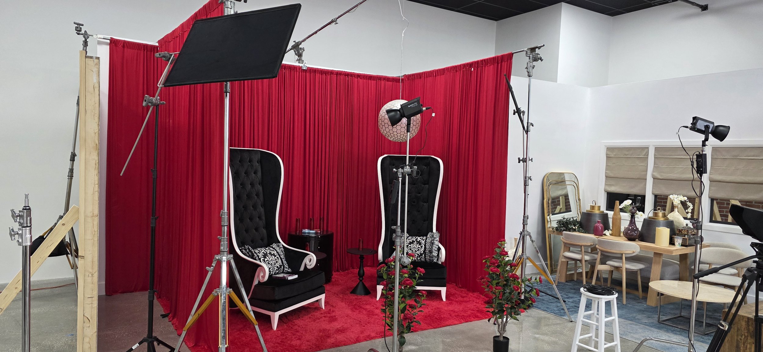Rhonda Shear podcast shoot set at Shear Media Studio A