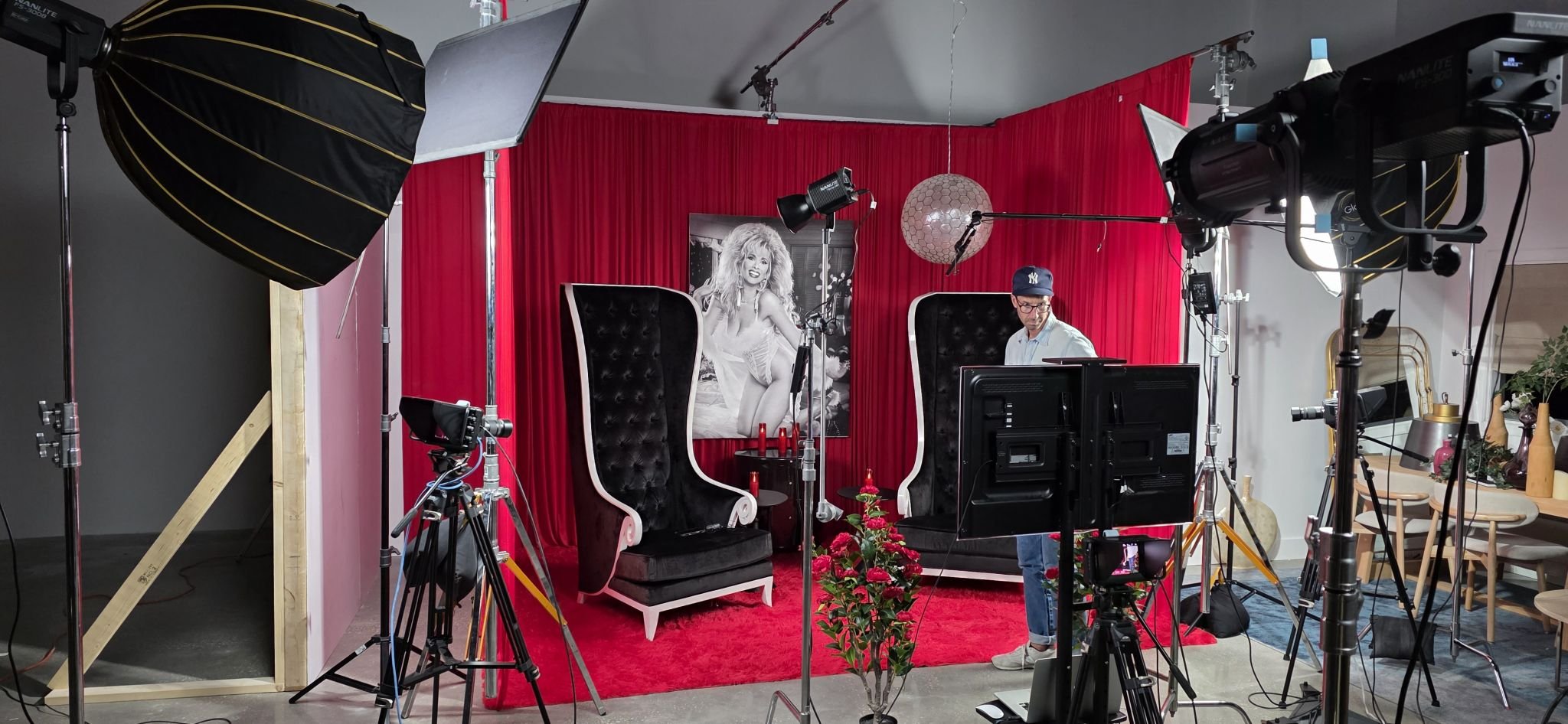 Lighting and camera set up in studio a