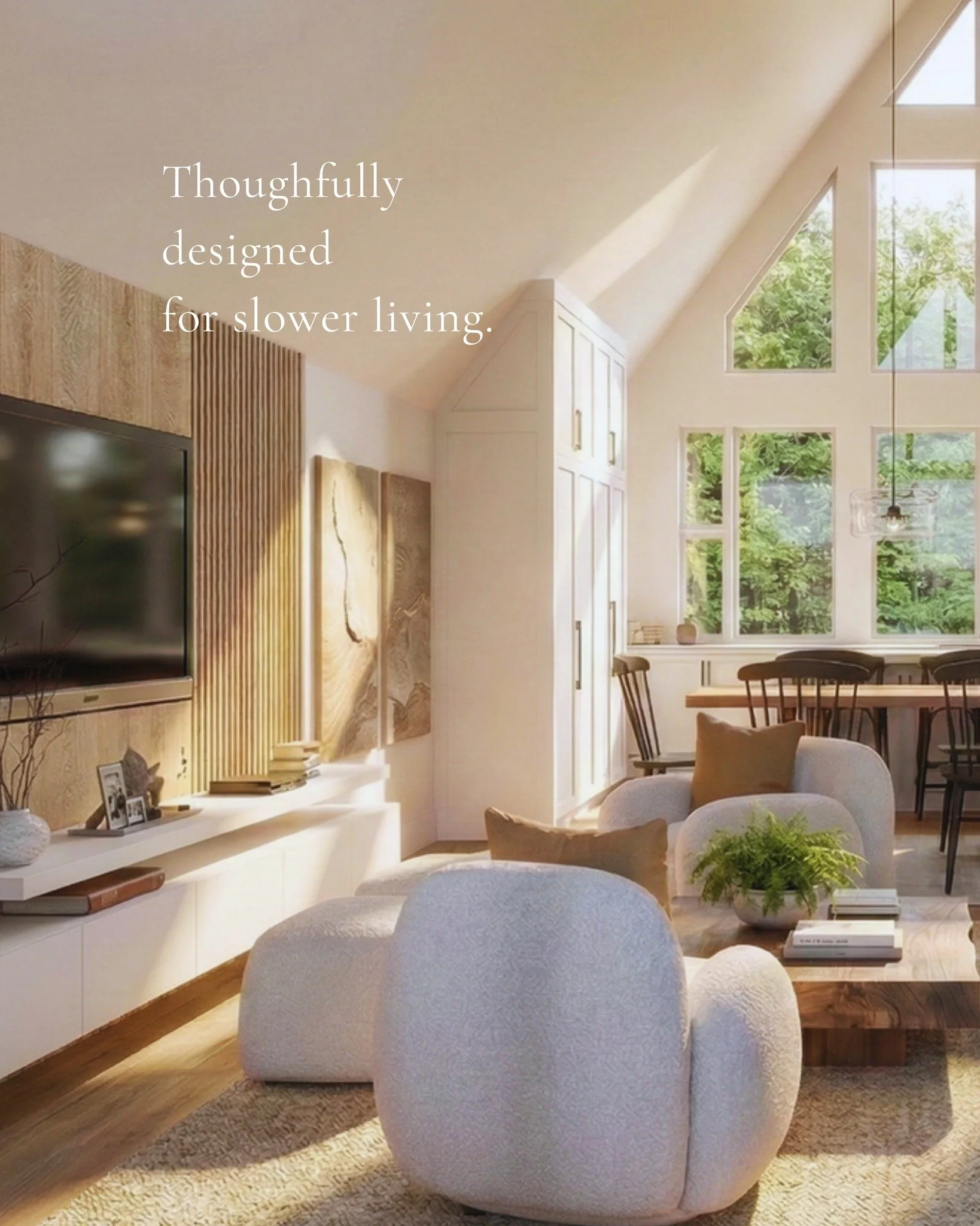 Thoughtfully designed with soaring 18&rsquo; ceilings, the interiors at Trinity Row are filled with light, openness, and a quiet sense of calm. ✨

Every detail is designed to elevate everyday living &mdash; creating spaces that feel refined, effortle