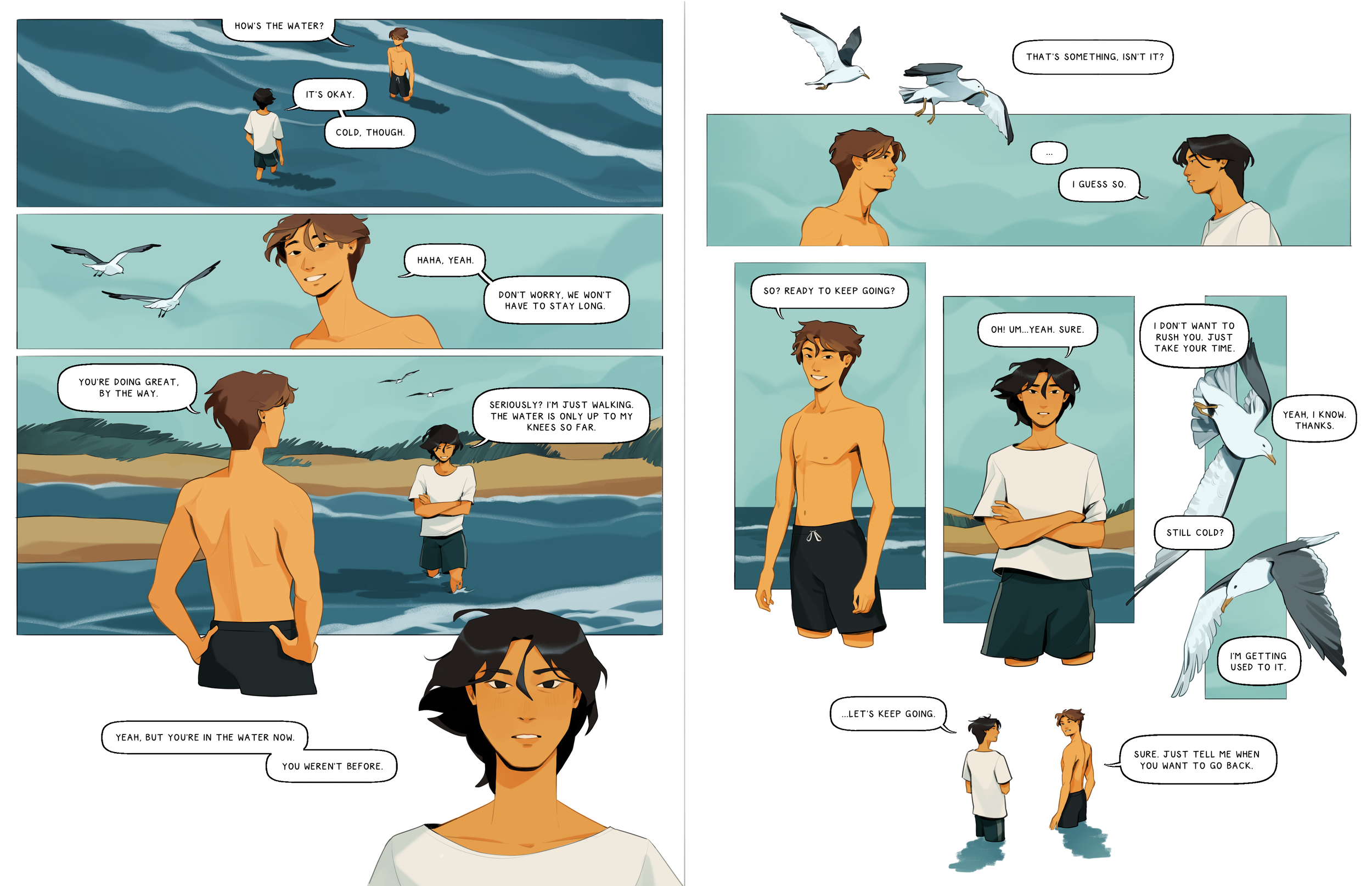 two-page mini comic of avery and luca. will this scene ever happen in the comic? maybe. maybe not.