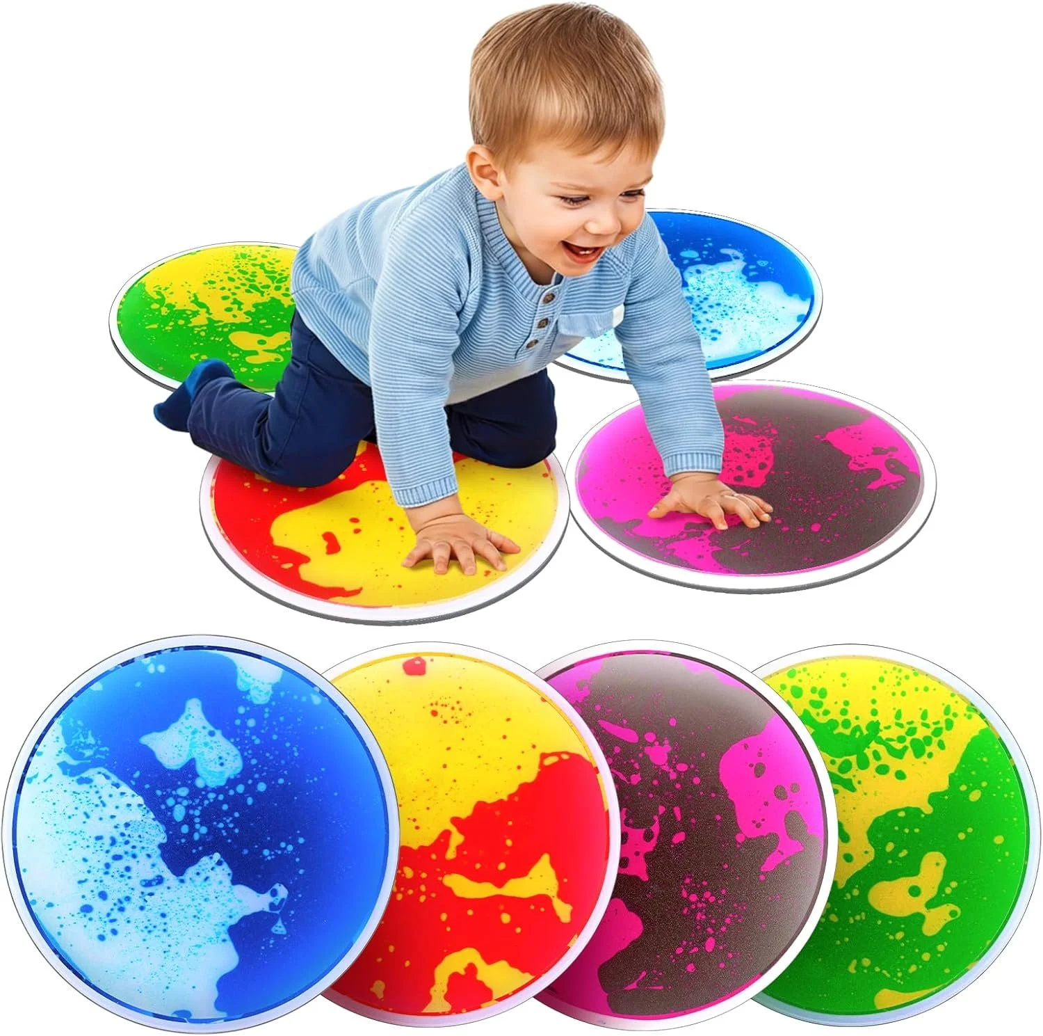 Liquid Sensory Floor Tiles - https://amzn.to/4kwmiHC -

These colorful liquid sensory tiles create a flowing “lava” effect when pressed, encouraging visual tracking, focus, and sensory exploration. Children can step, jump, crawl, or arrange them into