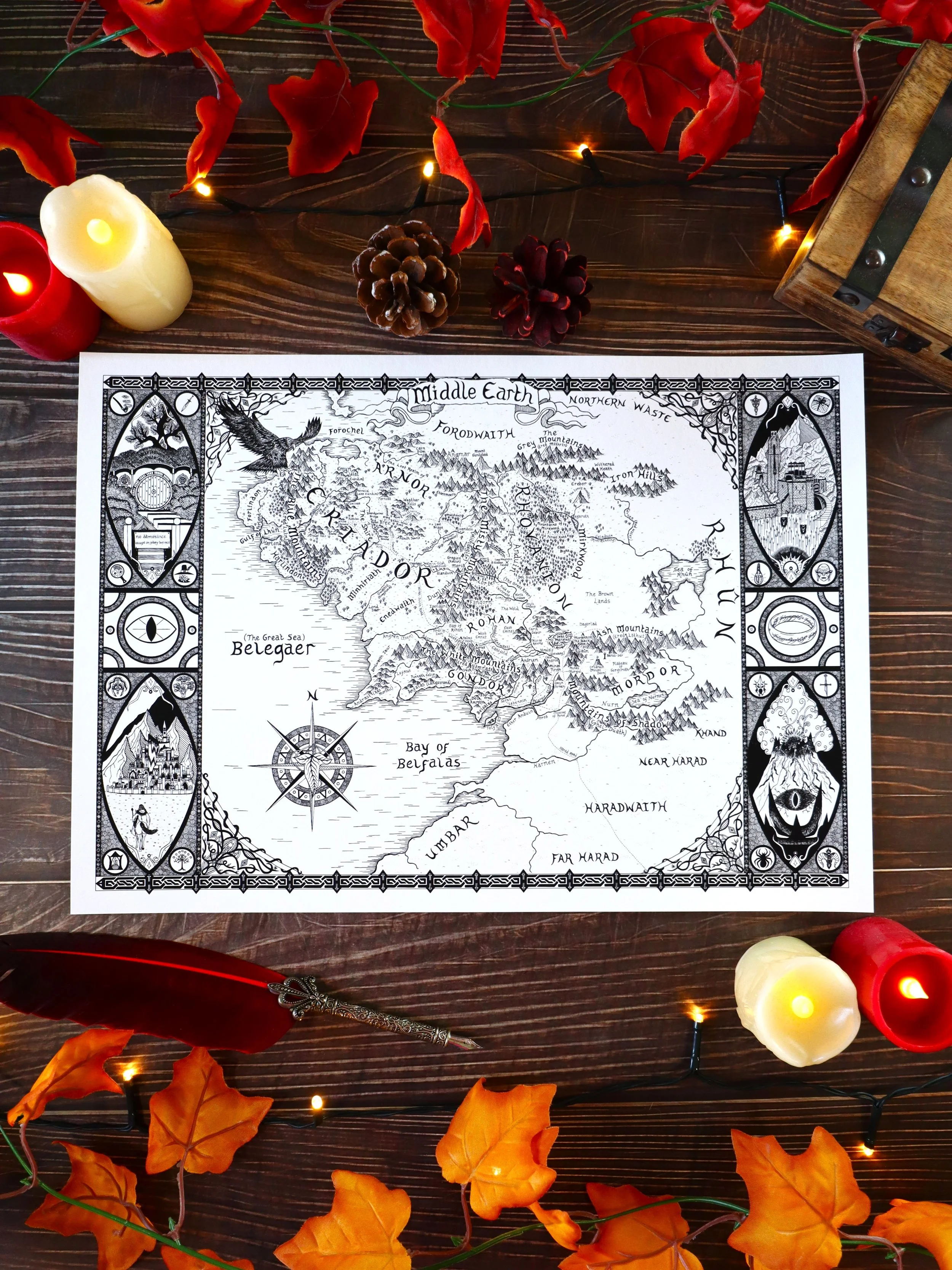 *PRE-ORDER* Lord of the Rings: Middle Earth Fantasy Map - Fine Art Giclée Print