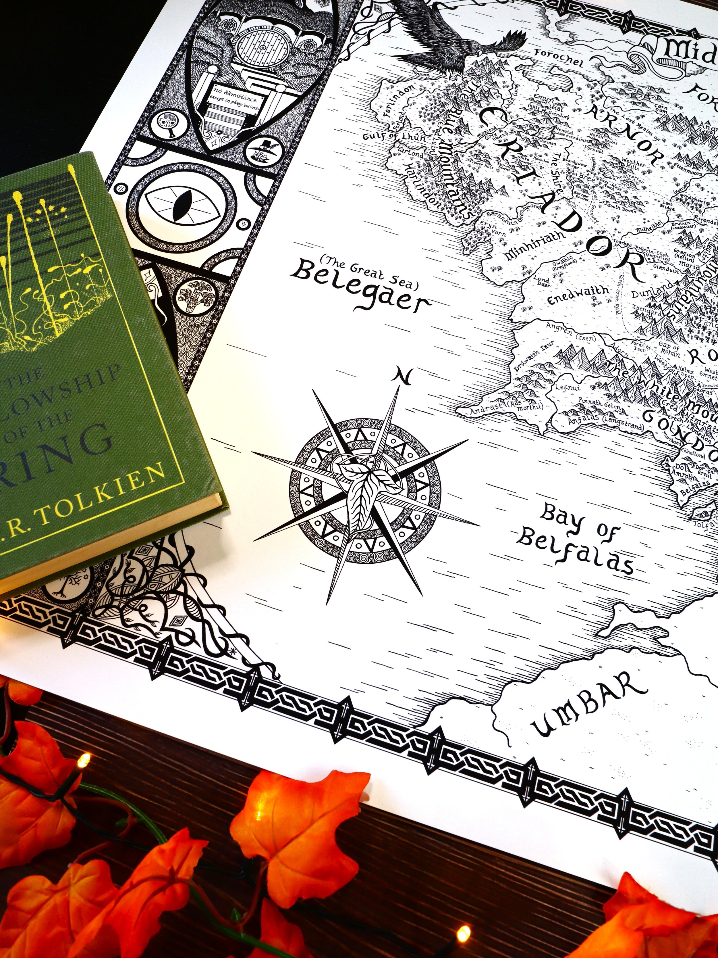 LOTR Map - Compass Rose w Book.JPG