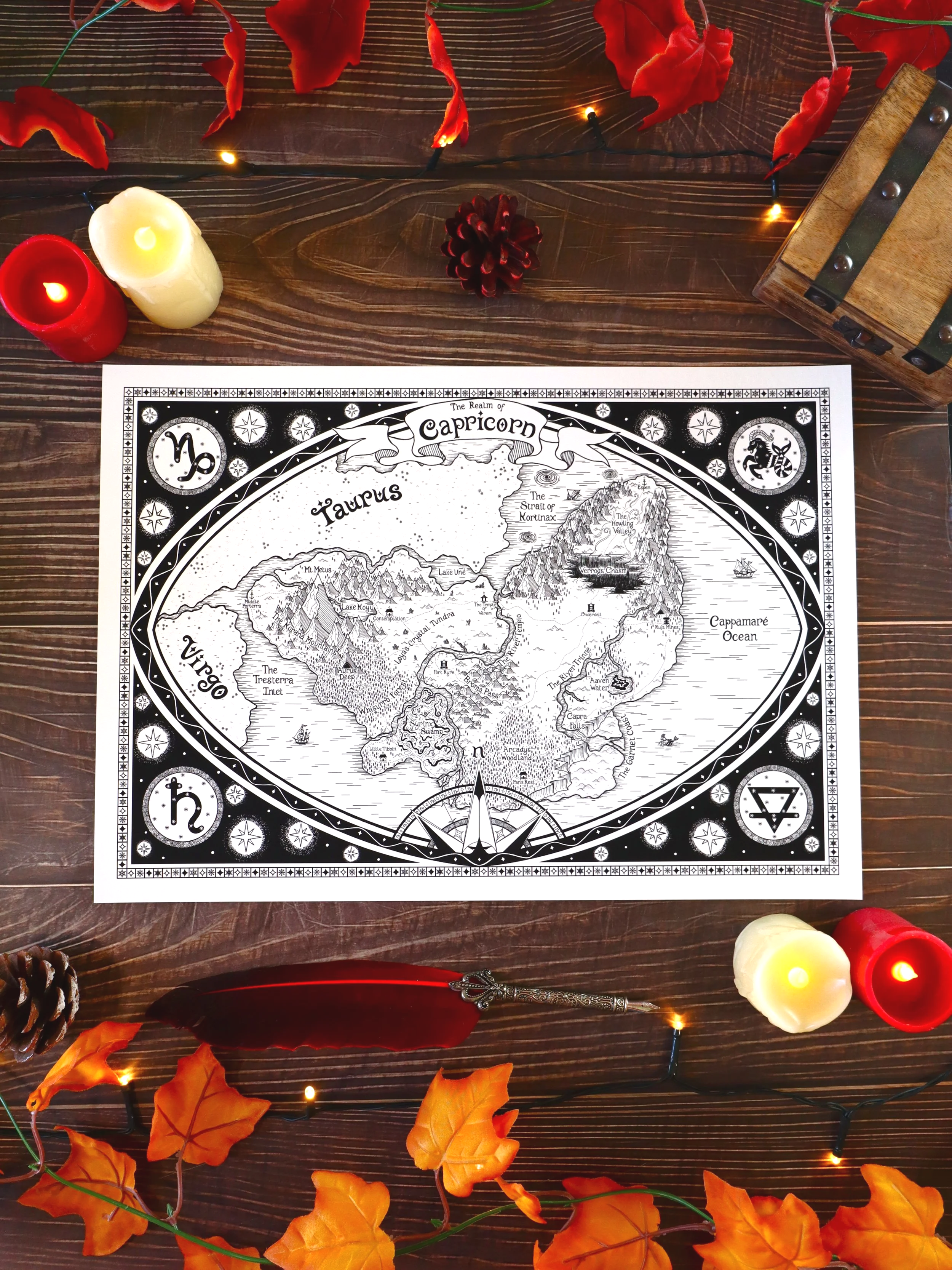 *PRE-ORDER* Zodiac Collection: Capricorn Fantasy Map – Fine Art Giclée Print