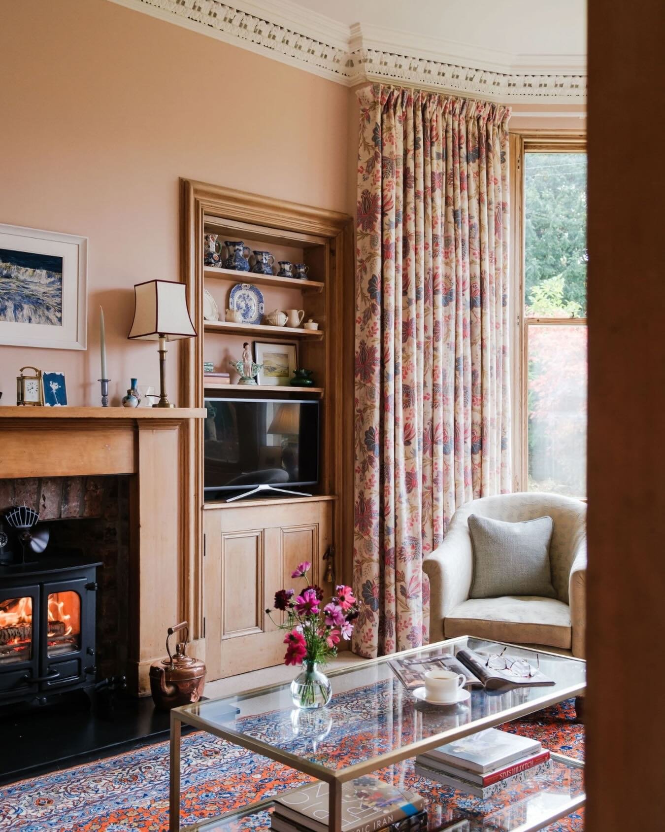 Soft winter colour and gentle pattern gives this room a calm, welcoming feel. With the lamps on a little earlier each day, everything feels softer and more comforting in winter.

Creating a home that feels comfortable through the colder months doesn&