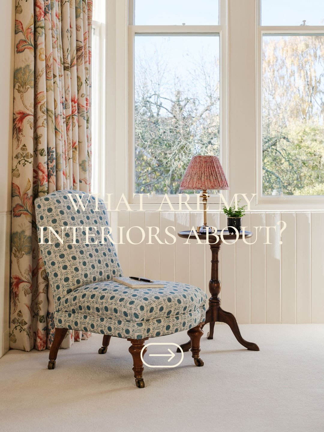 My interiors are about balance.

I design homes that feel comfortable, personal and timeless, where decisions are made with care rather than excess.

Colour pattern and texture are used to add depth and warmth, not to follow trends. Antiques and art 