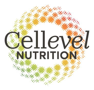Cellevel Nutrition Logo of the company name with a colorful gradient spiral