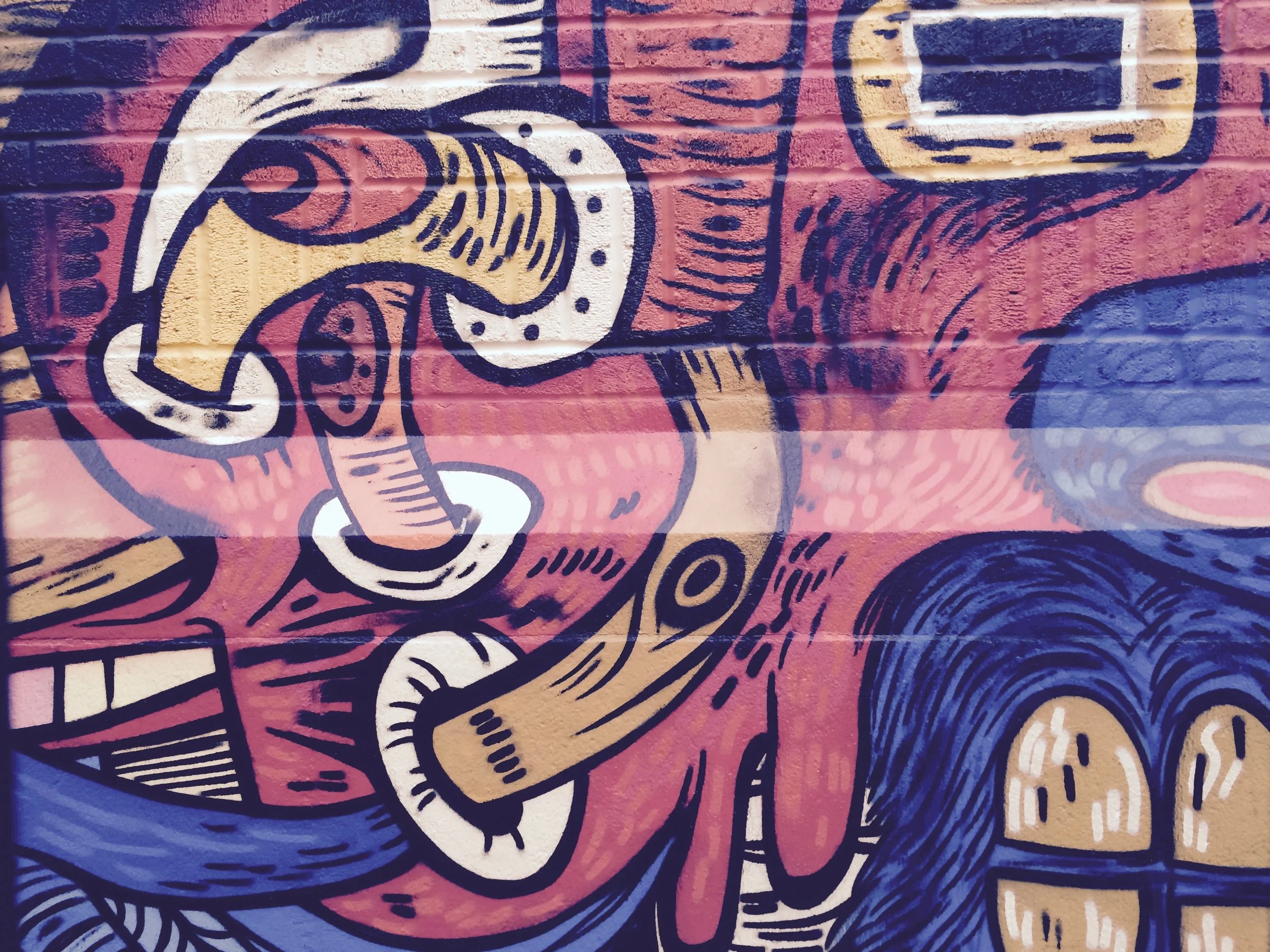  Colorful abstract mural on City-As-School exterior. 