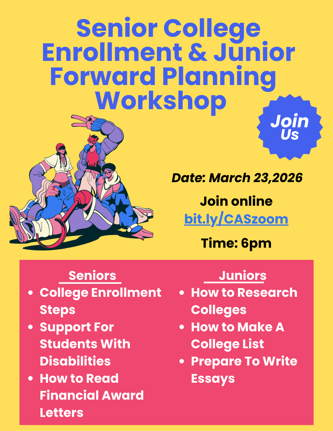 Family Workshop - College Enrollment for Seniors and Junior Forward Planning
