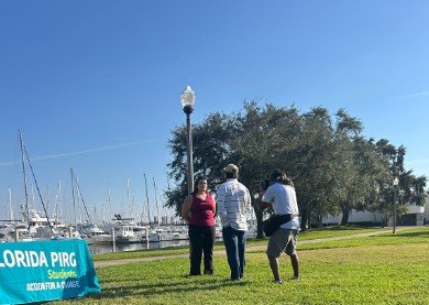 Pictured is a student leader being interviewed by the Tampa Bay Times