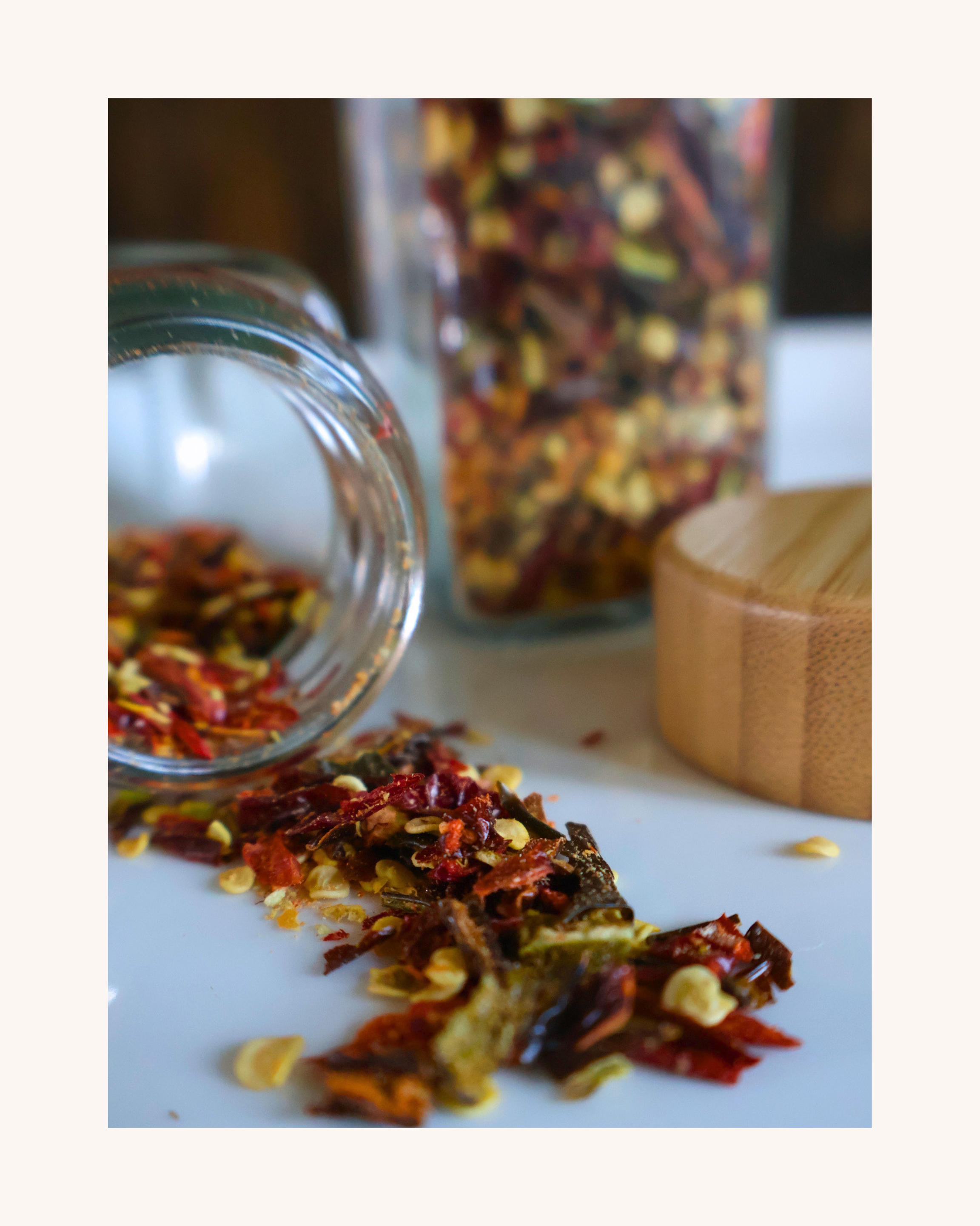 spice jar up close chili flake