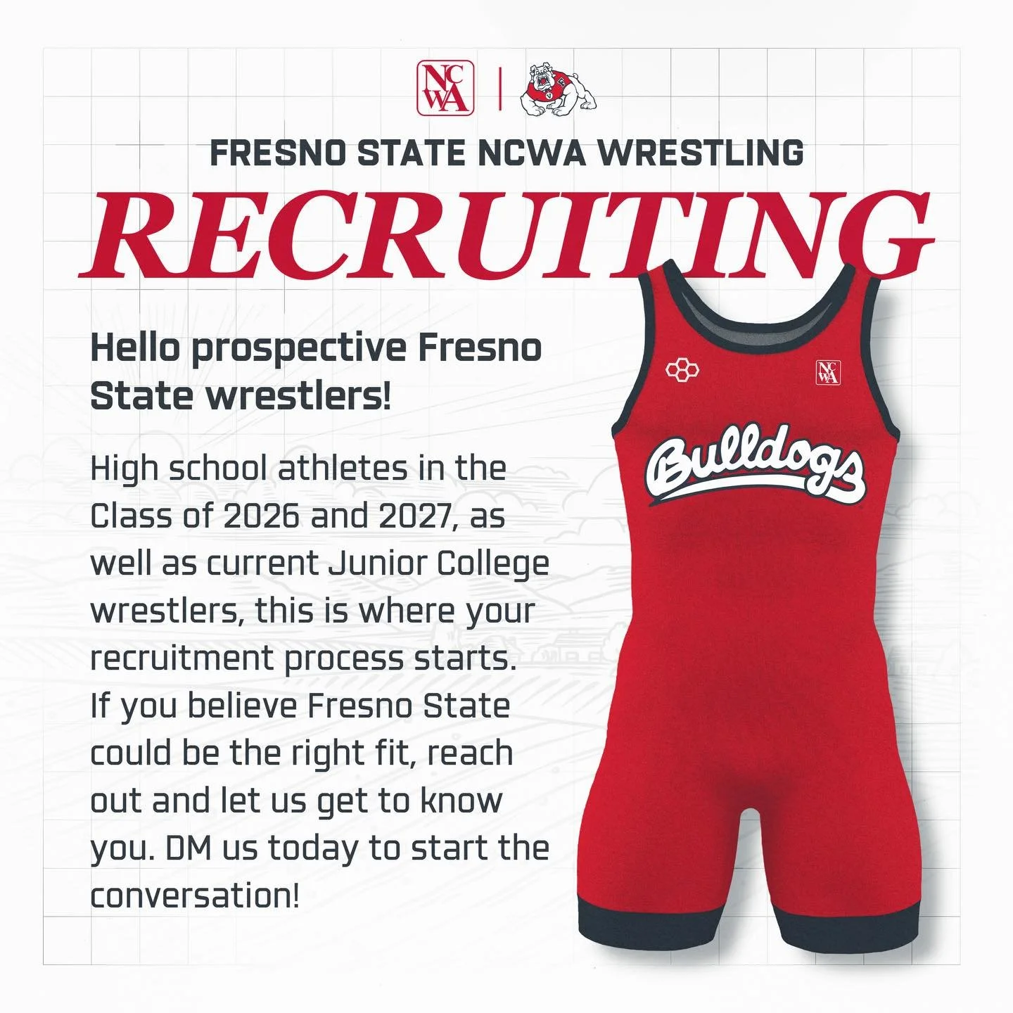 We are looking for athletes who want to develop, compete, and represent Fresno State with pride.

If you&rsquo;re in the Class of 2026 or 2027, or currently wrestling at the Junior College level, reach out. Your recruiting journey starts here. Send u