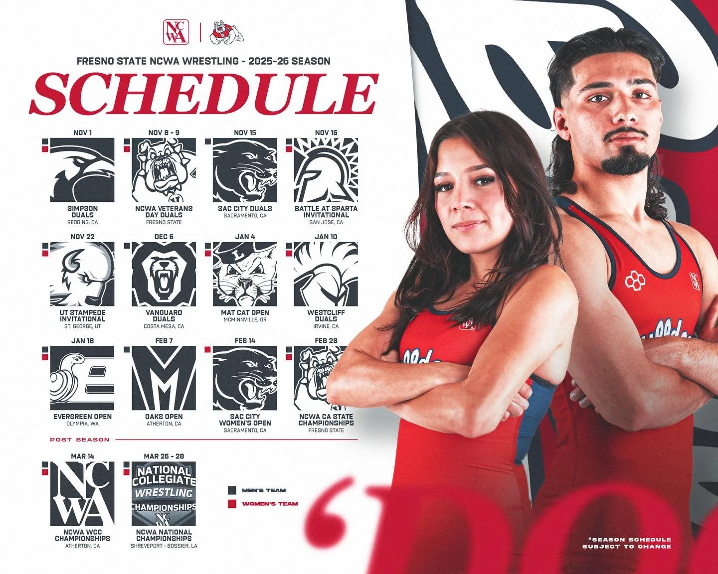 🚨 SCHEDULE UPDATE 🚨

*Home Dual vs SJSU has been rescheduled for a later date tbd.