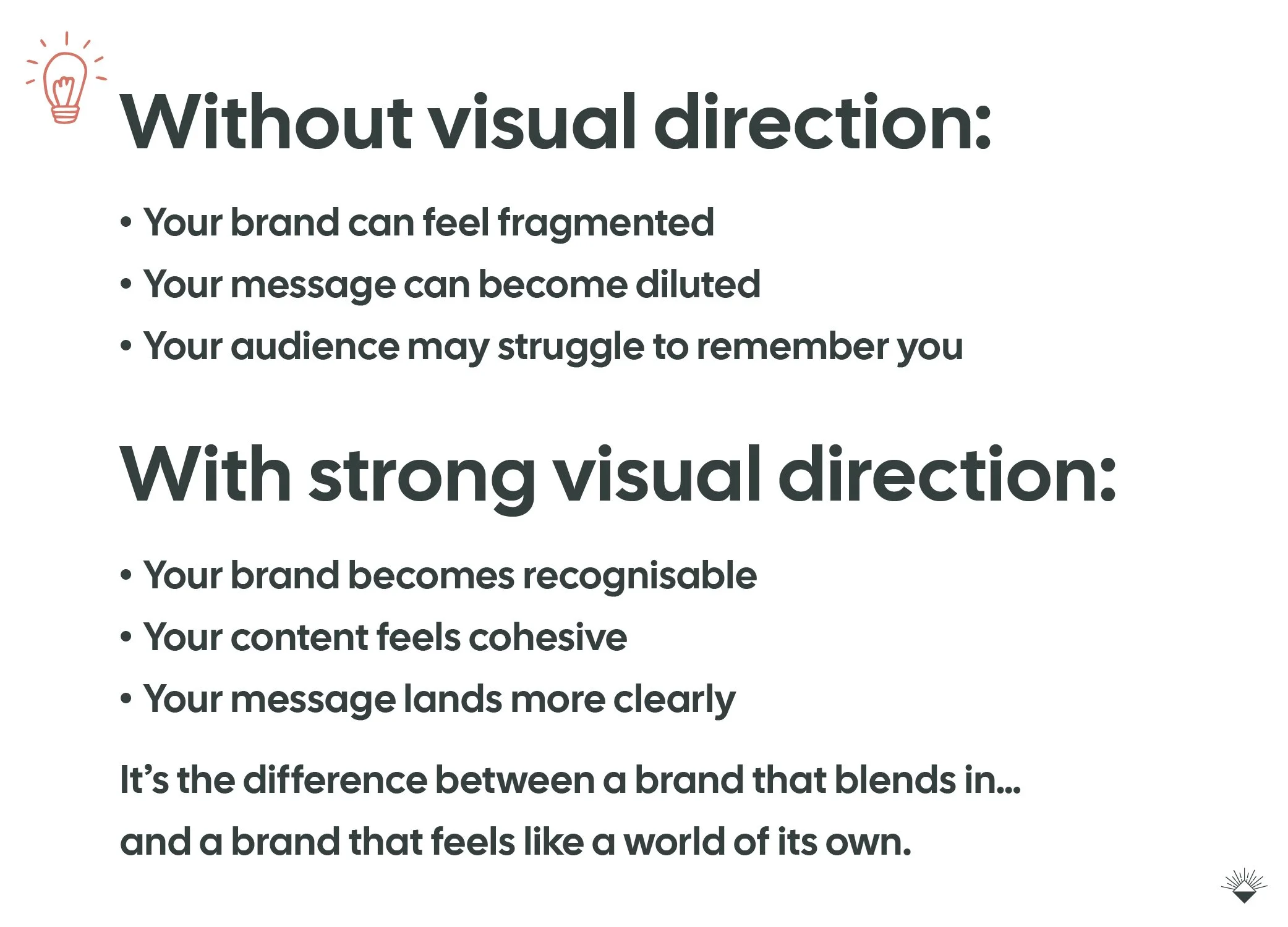 Why visual direction is important. strong visual direction for a brand, art direction importance