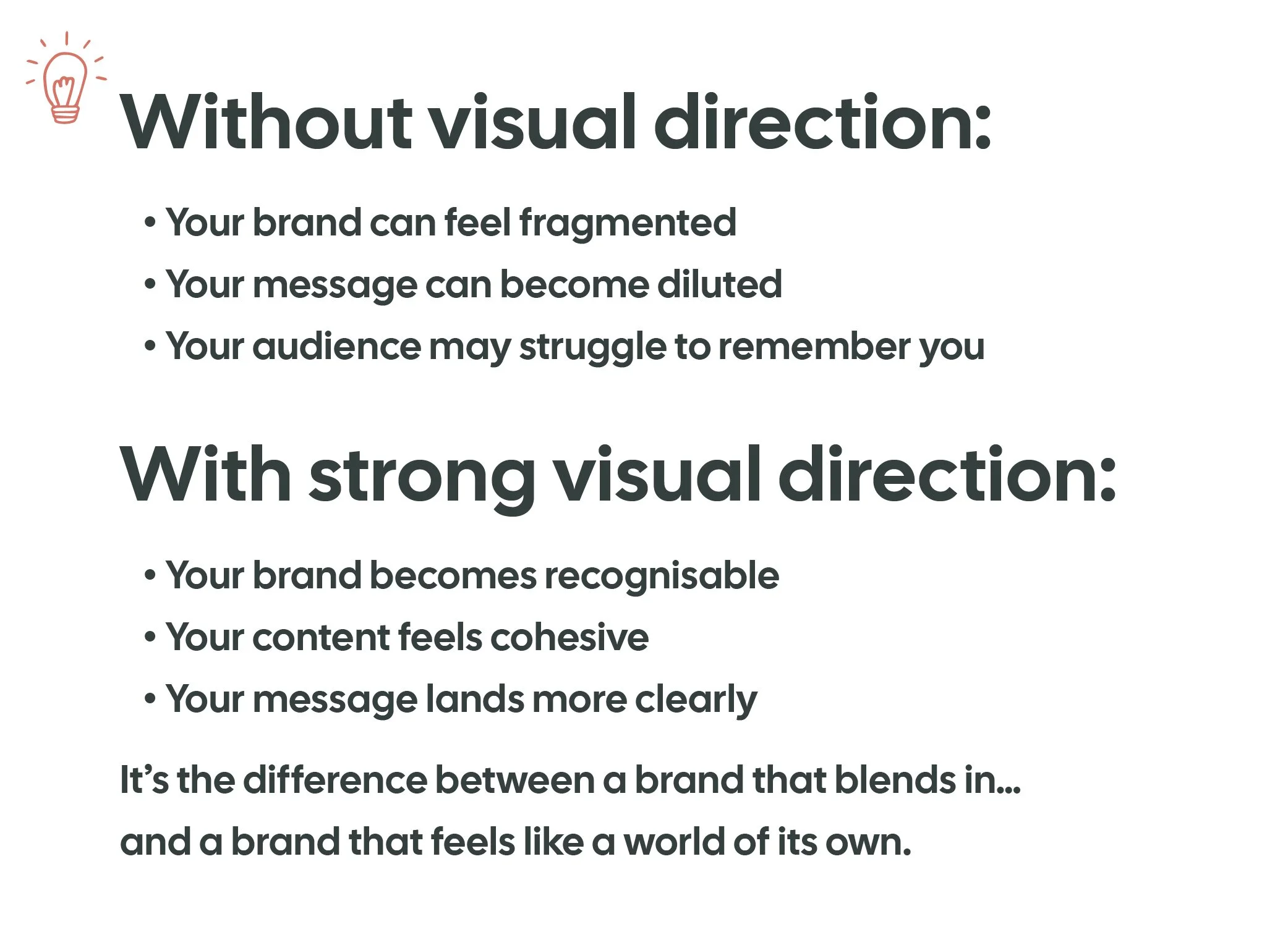 Why visual direction is important. strong visual direction for a brand, art direction importance