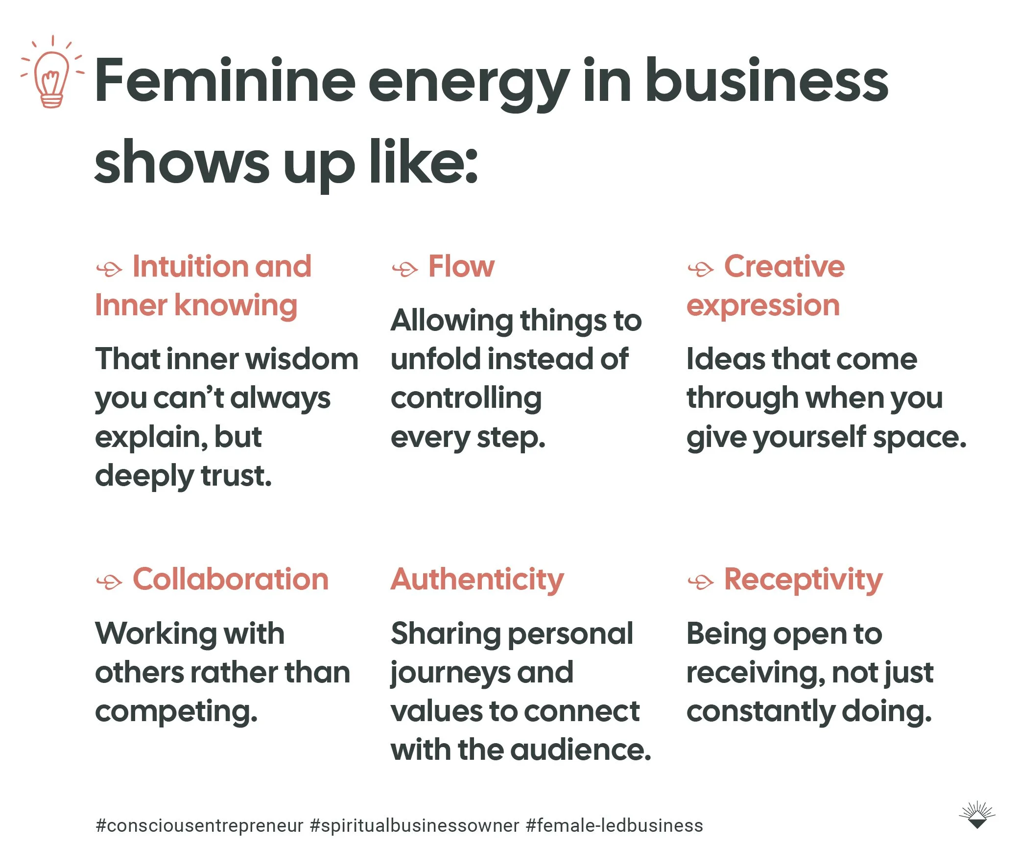 Feminine energy in business shows up like for conscious entrepreneurs and spiritual business owners
