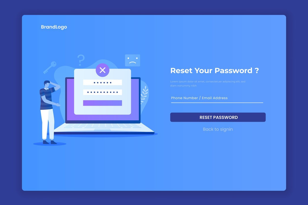 A screen to reset your password in a patient portal's center