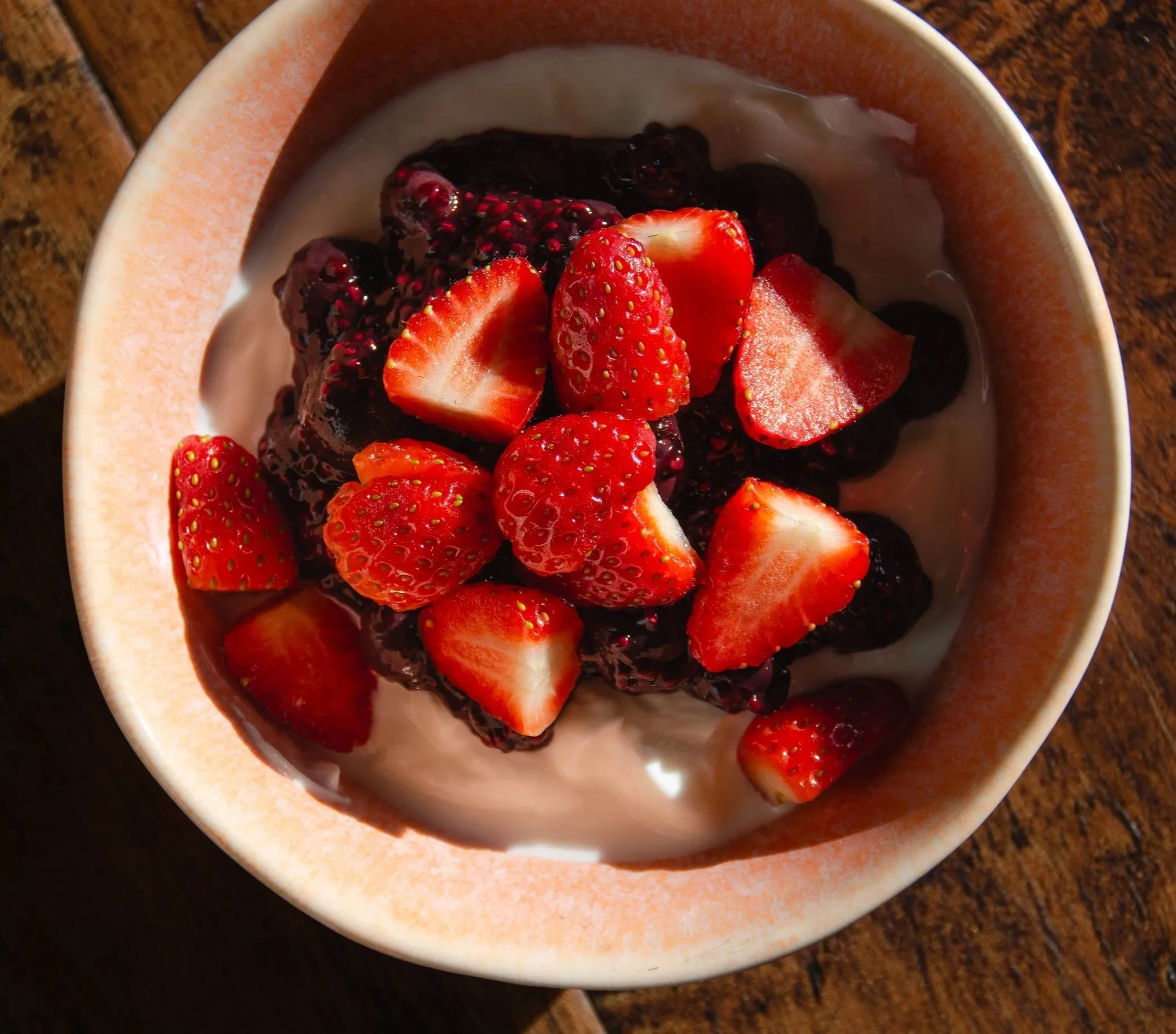 Greek Yogurt with Blueberry Compote, Chia Seeds &amp; Strawberries