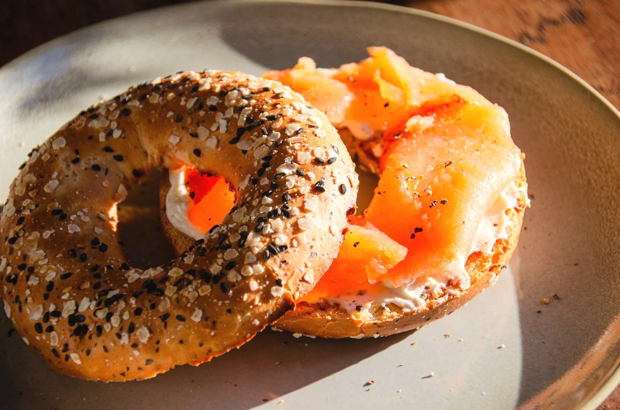 Everything Bagel with Smoked Salmon and Cream Cheese