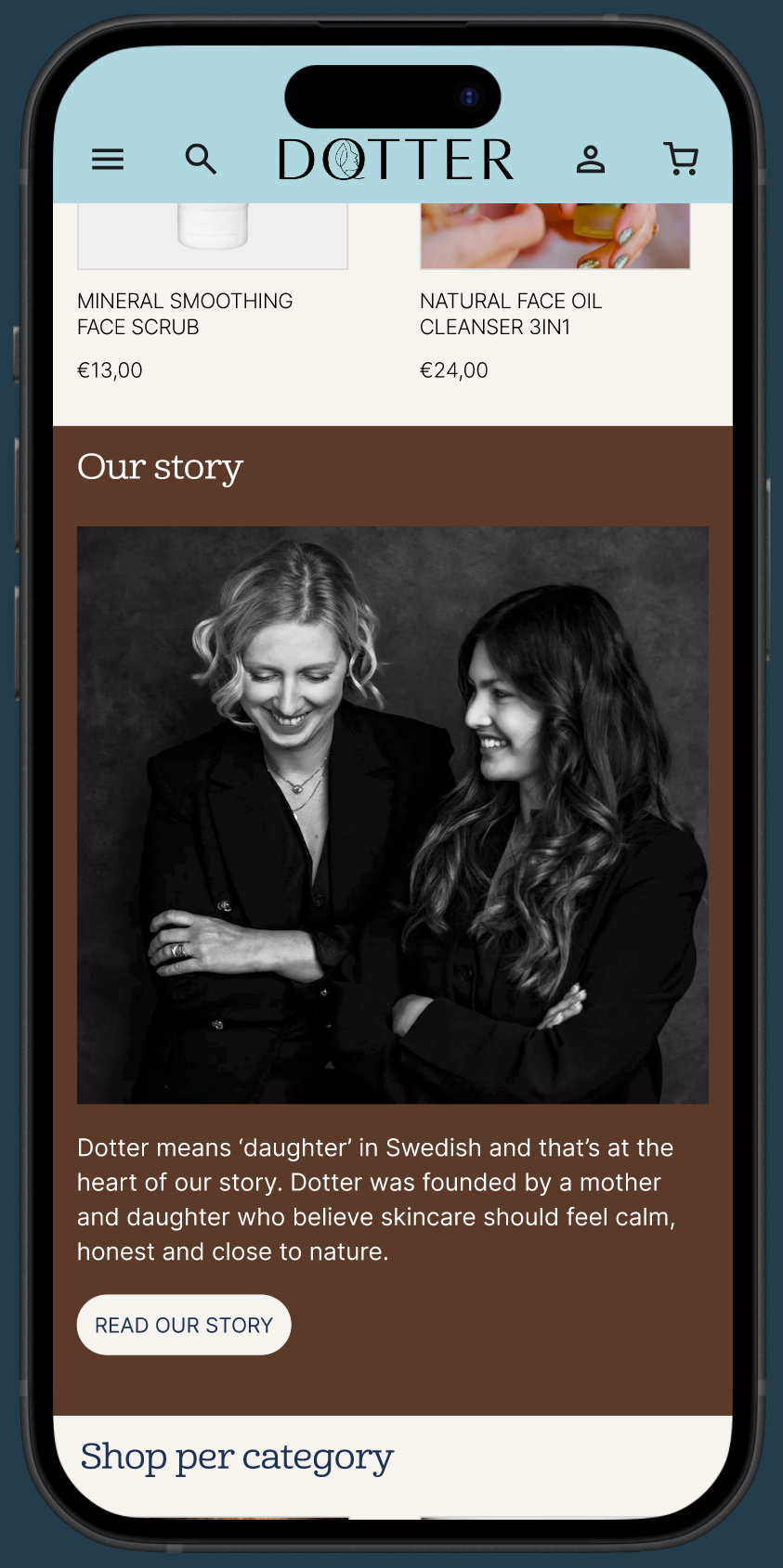 Donkere kleuren werden niet alleen gebruikt om de belangrijkste knoppen weer te geven, maar ook om secties visueel van elkaar te onderscheiden.