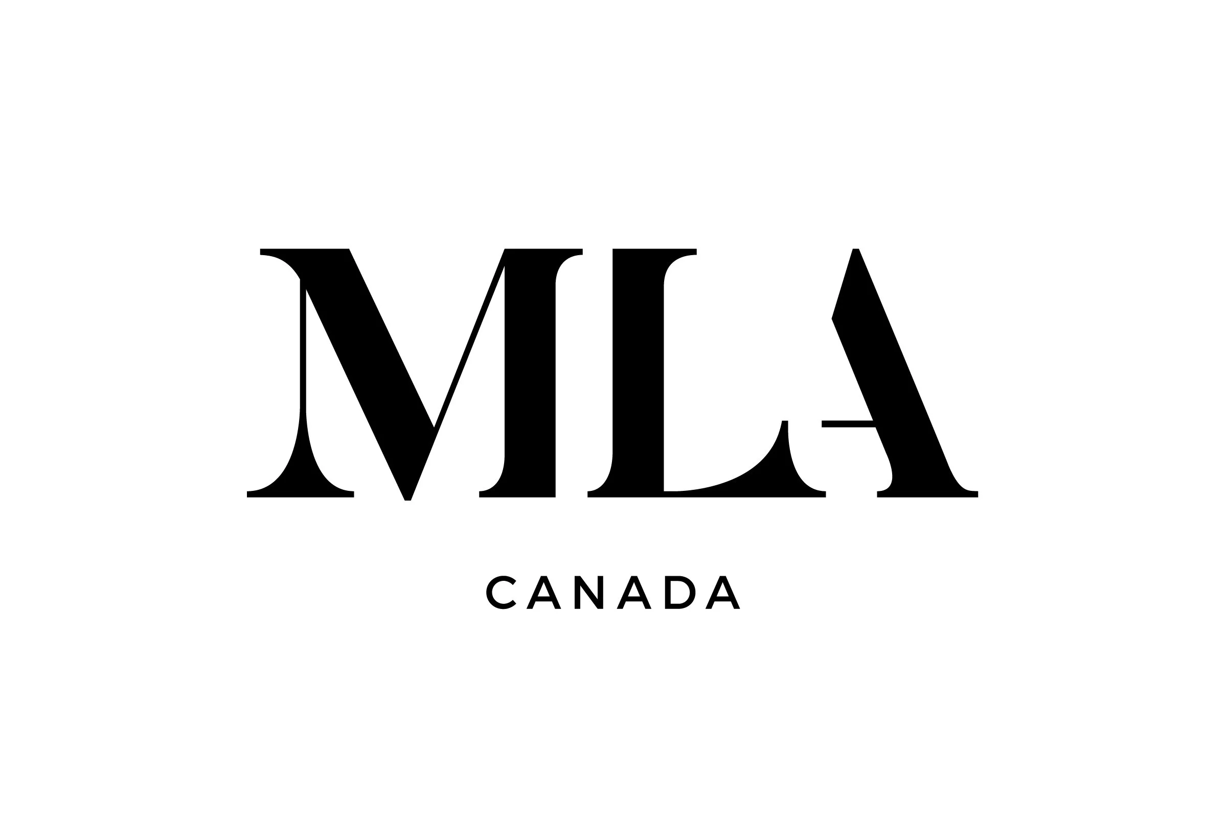 Black text that reads 'MLA' with smaller text below that says 'Canada' on a white background.