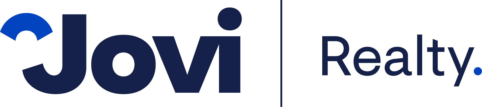 Logo of Jovi Realty with the text "Jovi" in bold blue font and "Realty" in a lighter font separated by a vertical line.