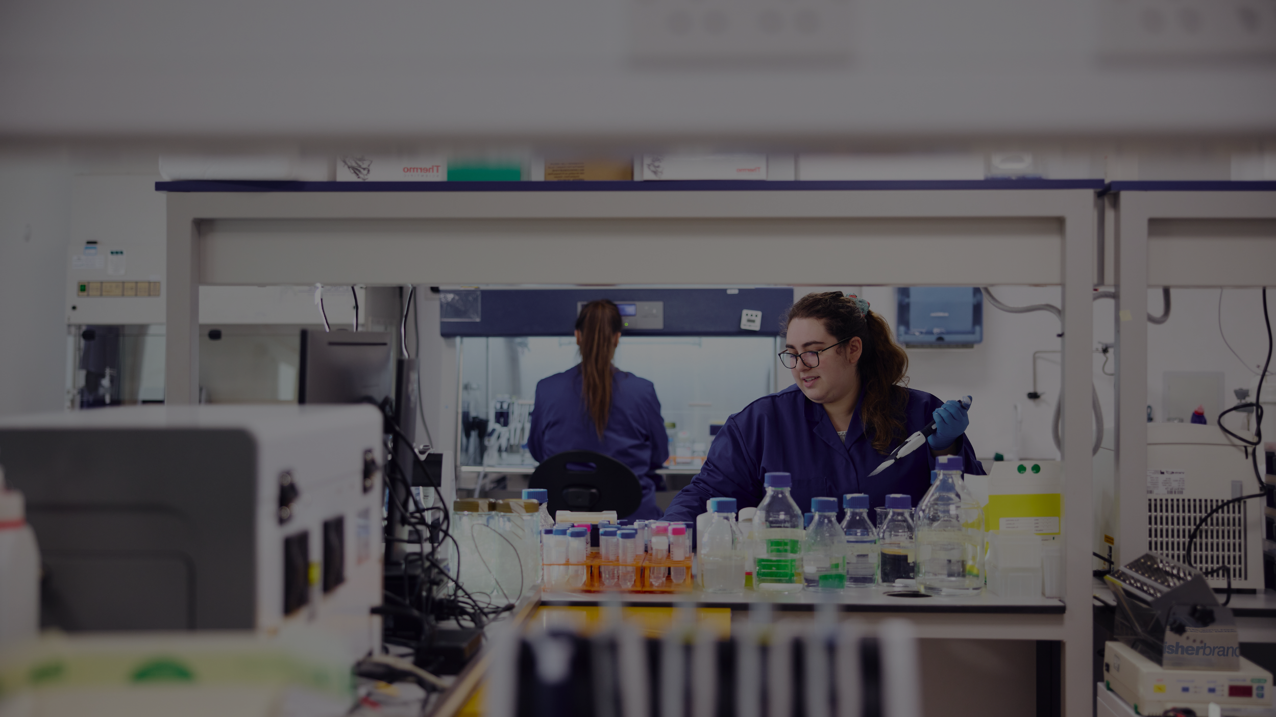 Two women working in a lab