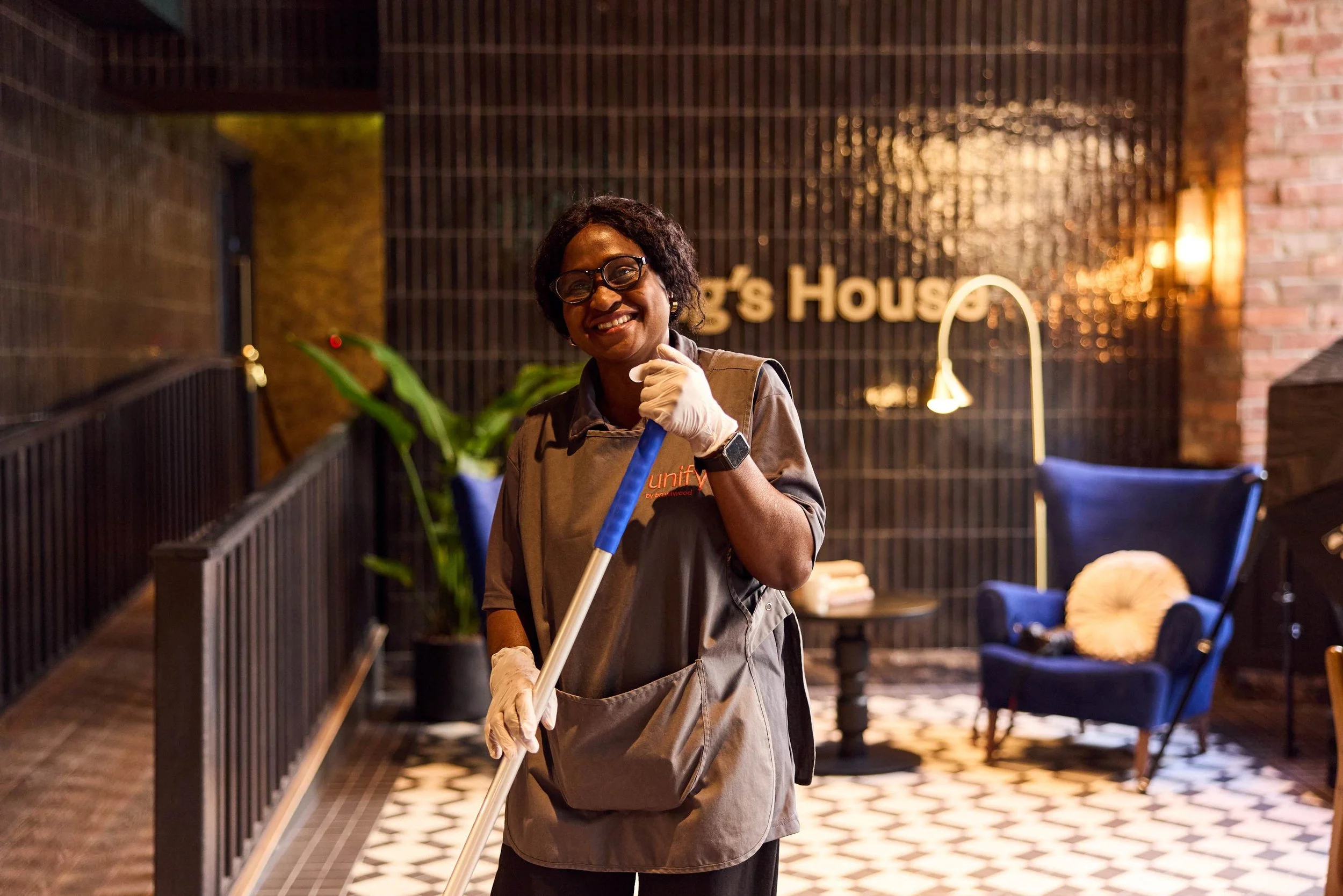 Unify team member smiling to camera