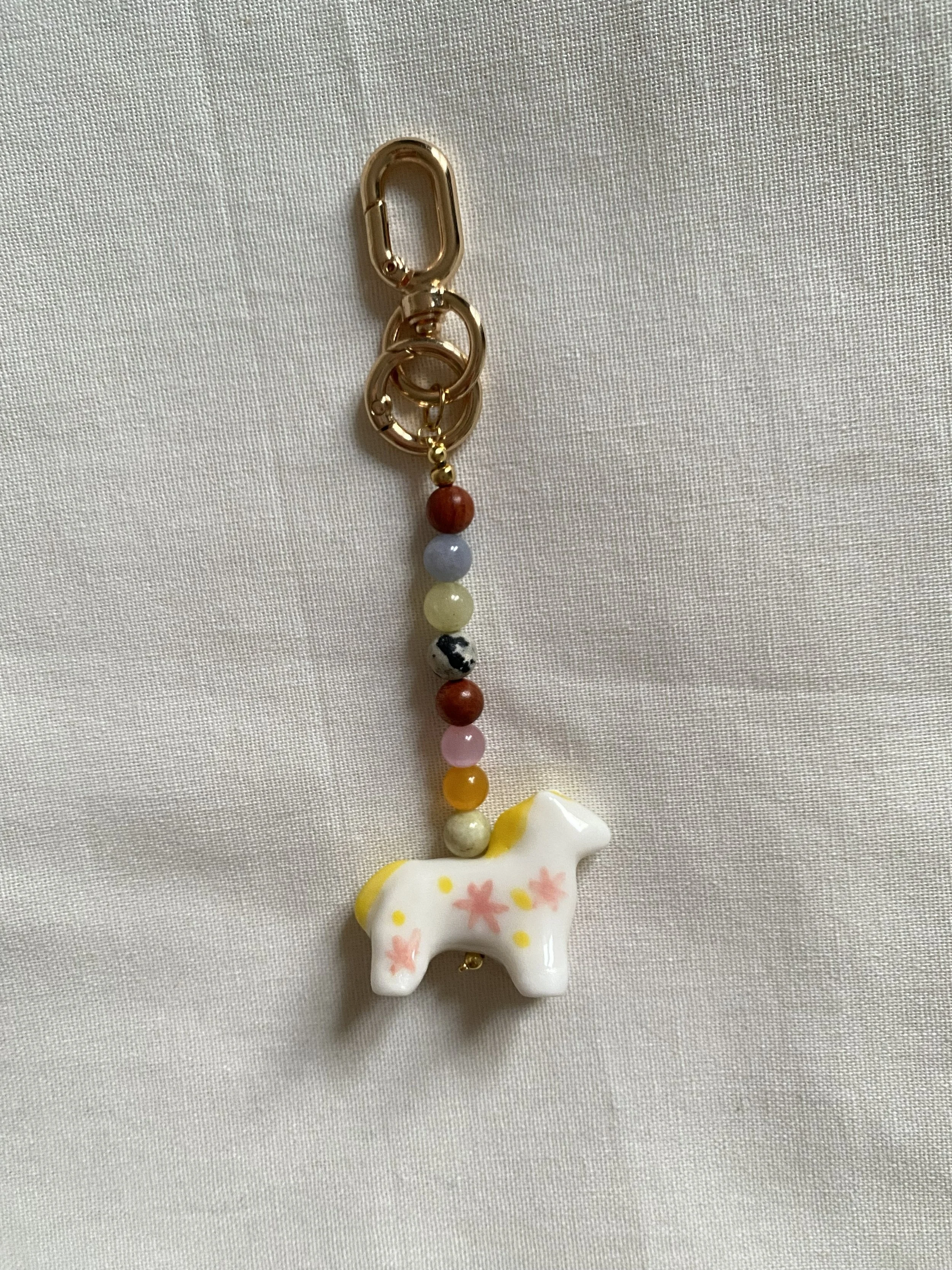 Keychain with porcelain horse (different colours)